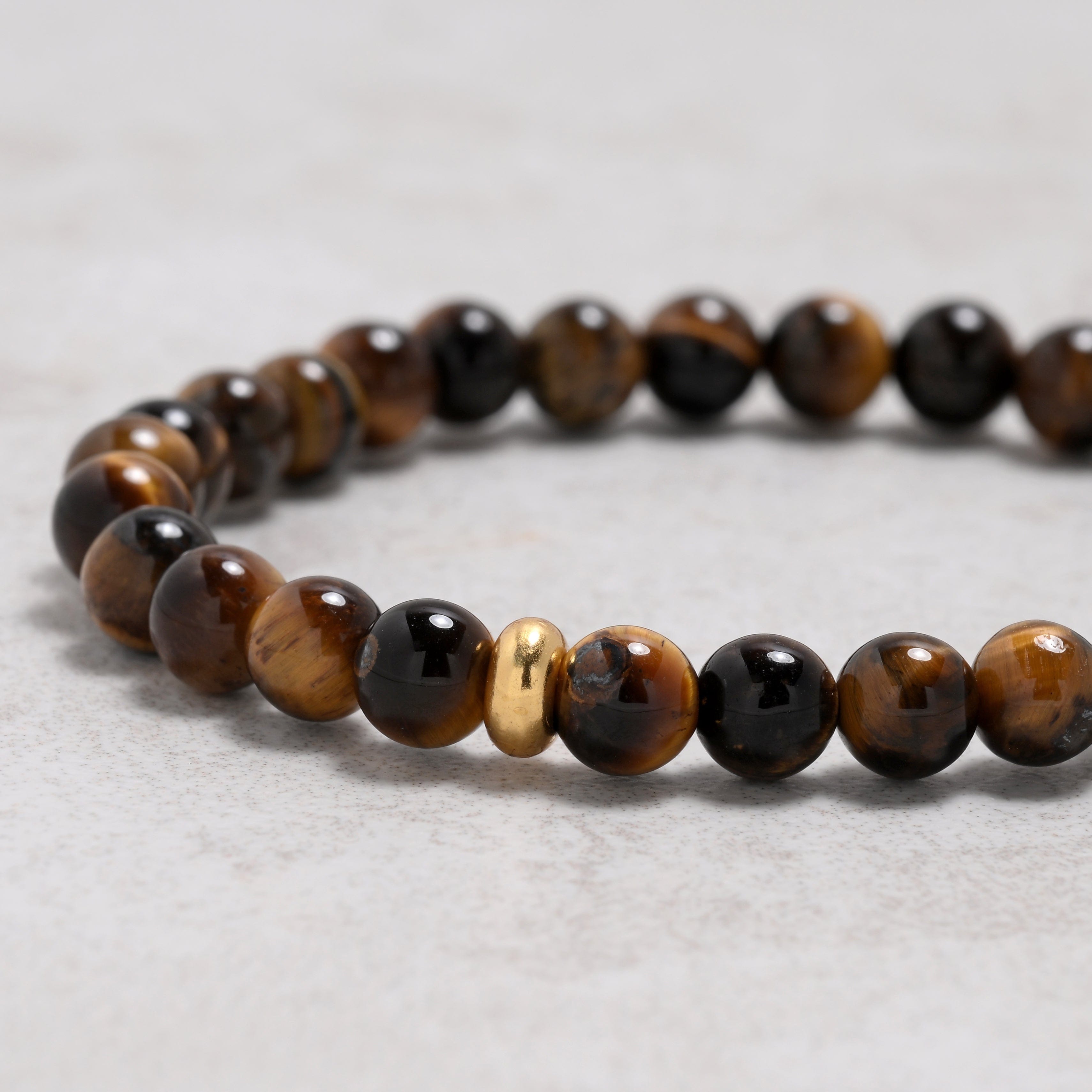 KALIFANO Gemstone Jewelry Tiger Eye 6mm Natural Gemstone Stretch Bracelet