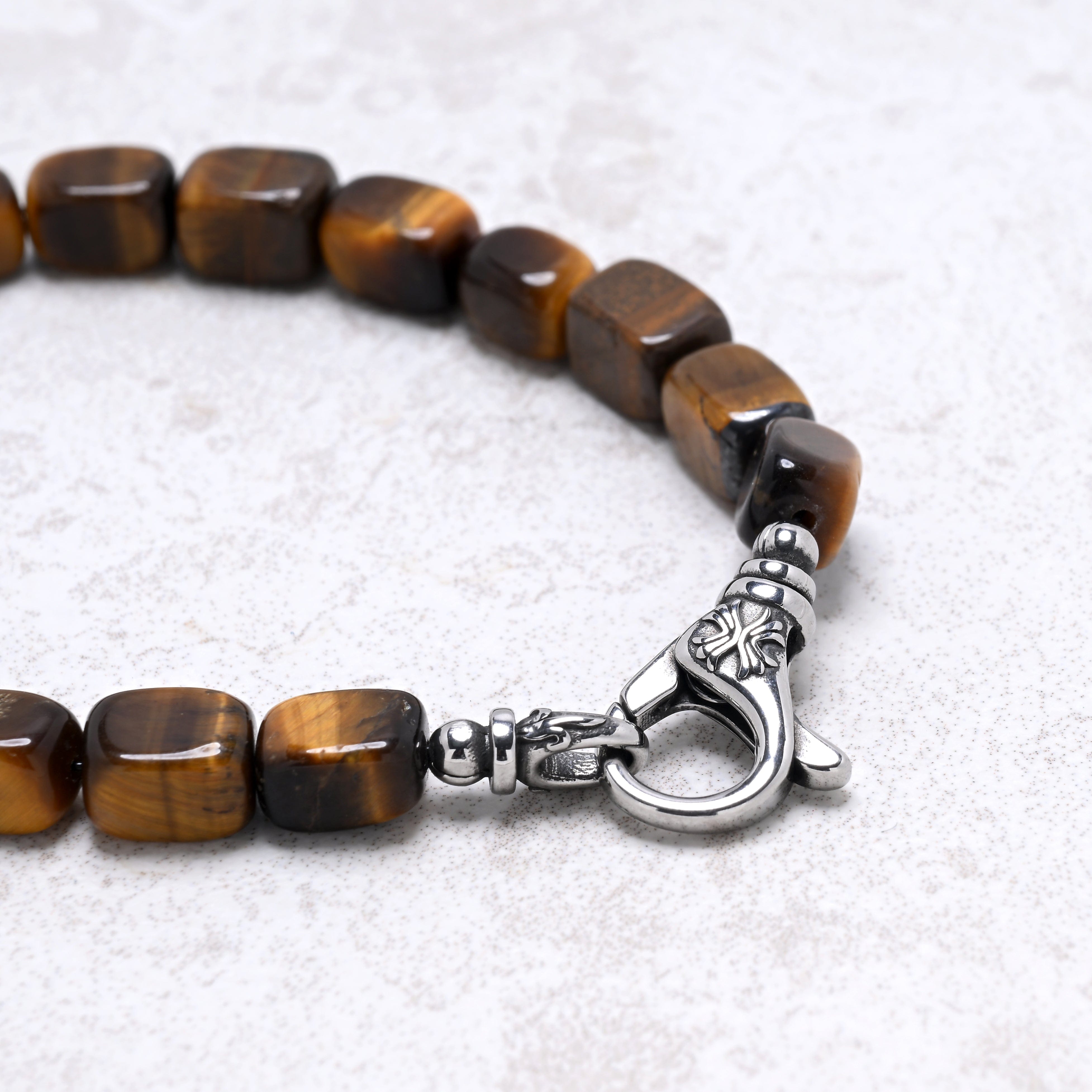 KALIFANO Gemstone Jewelry Tiger Eye 6x9mm Natural Gemstone Bracelet