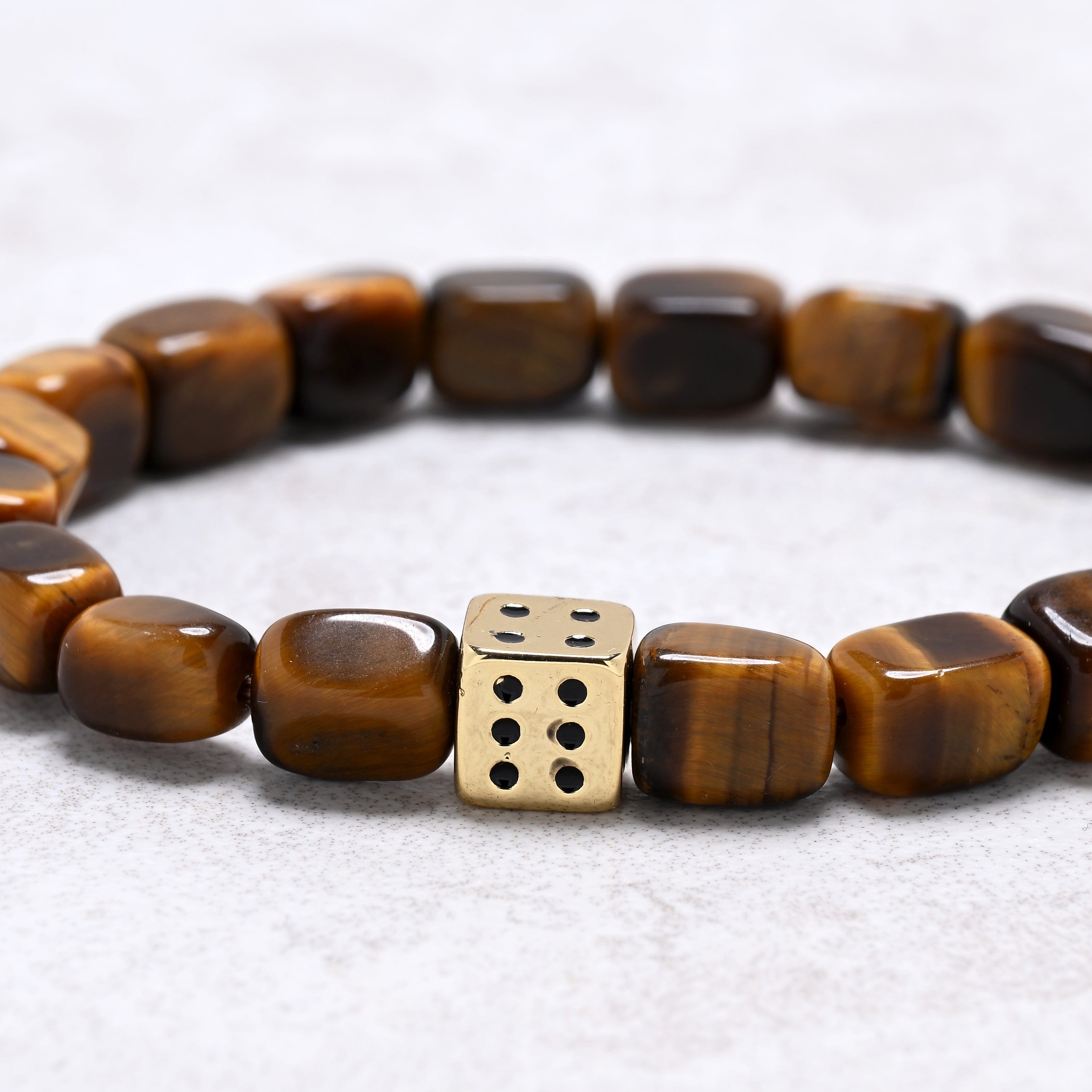 KALIFANO Gemstone Jewelry Tiger Eye 6x9mm Natural Gemstone Stretch Bracelet