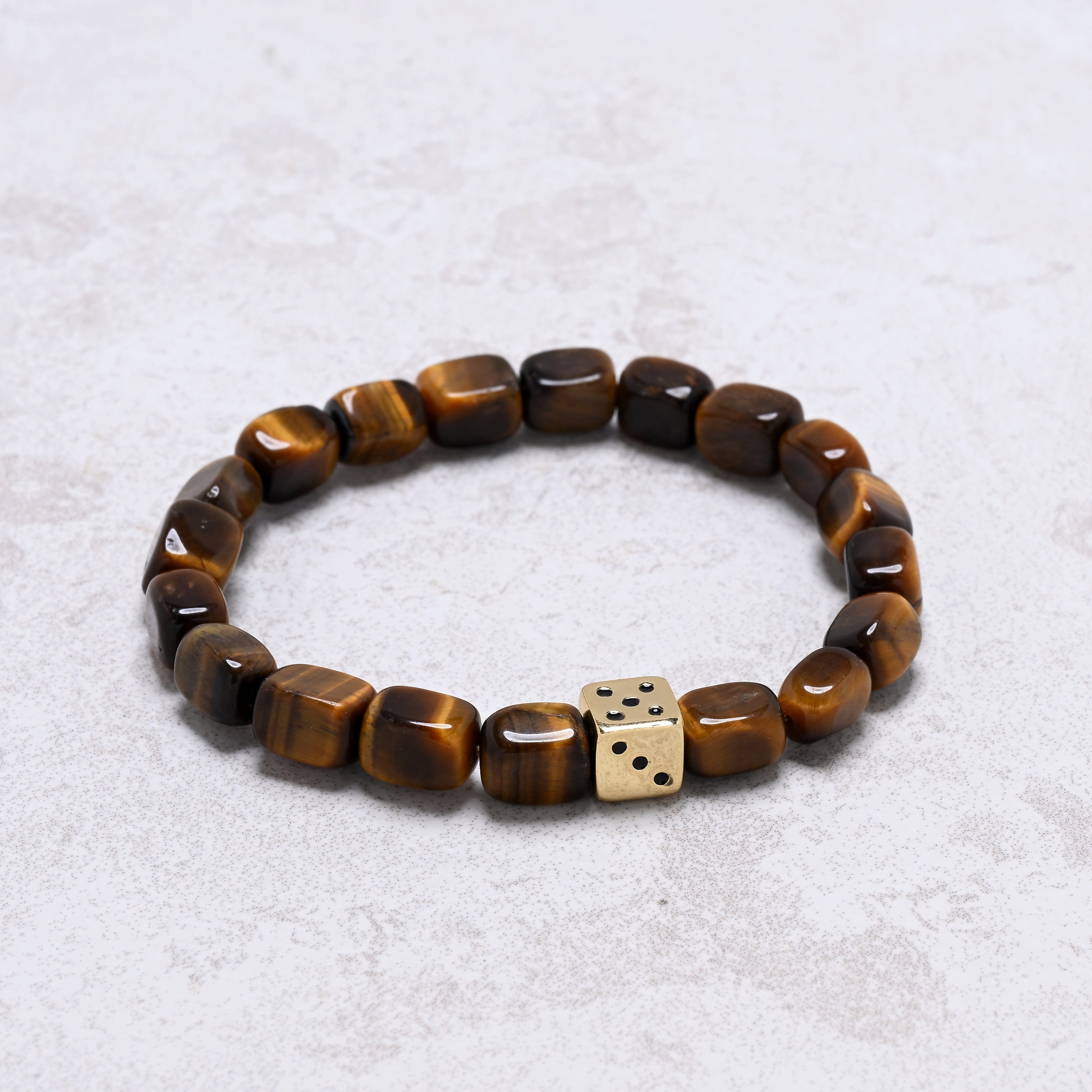 KALIFANO Gemstone Jewelry Tiger Eye 6x9mm Natural Gemstone Stretch Bracelet