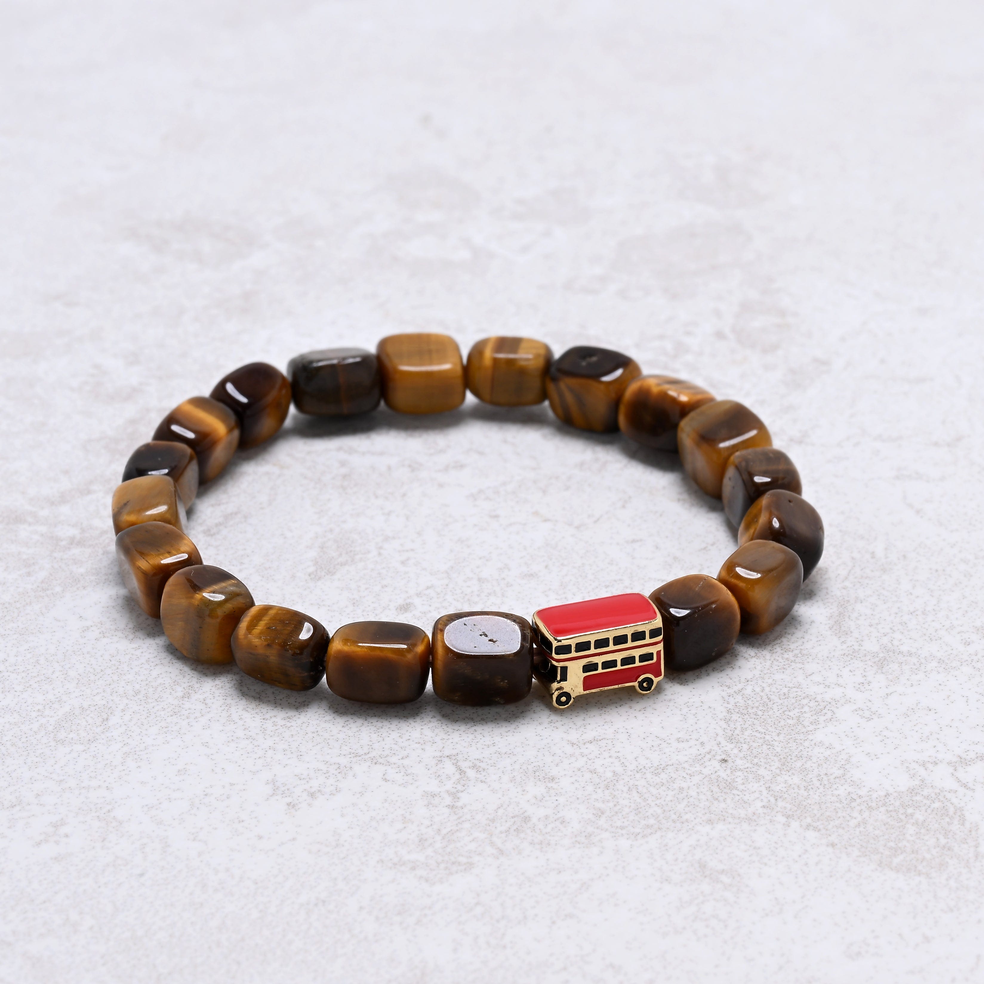 KALIFANO Gemstone Jewelry Tiger Eye 6x9mm Natural Gemstone Stretch Bracelet
