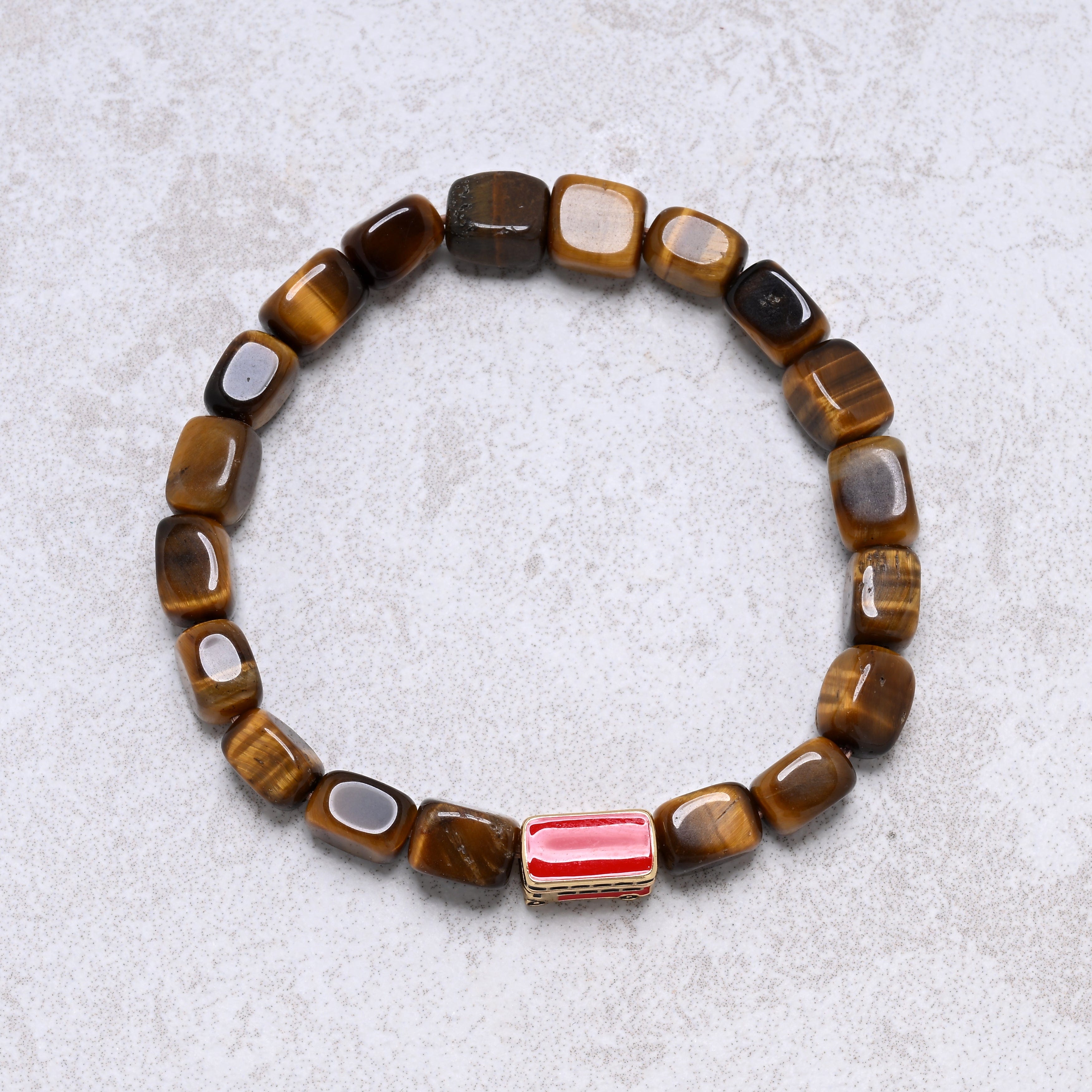 KALIFANO Gemstone Jewelry Tiger Eye 6x9mm Natural Gemstone Stretch Bracelet