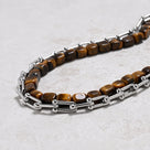 Tiger Eye & Silver Hardware Style Chain Adjustable Necklace
