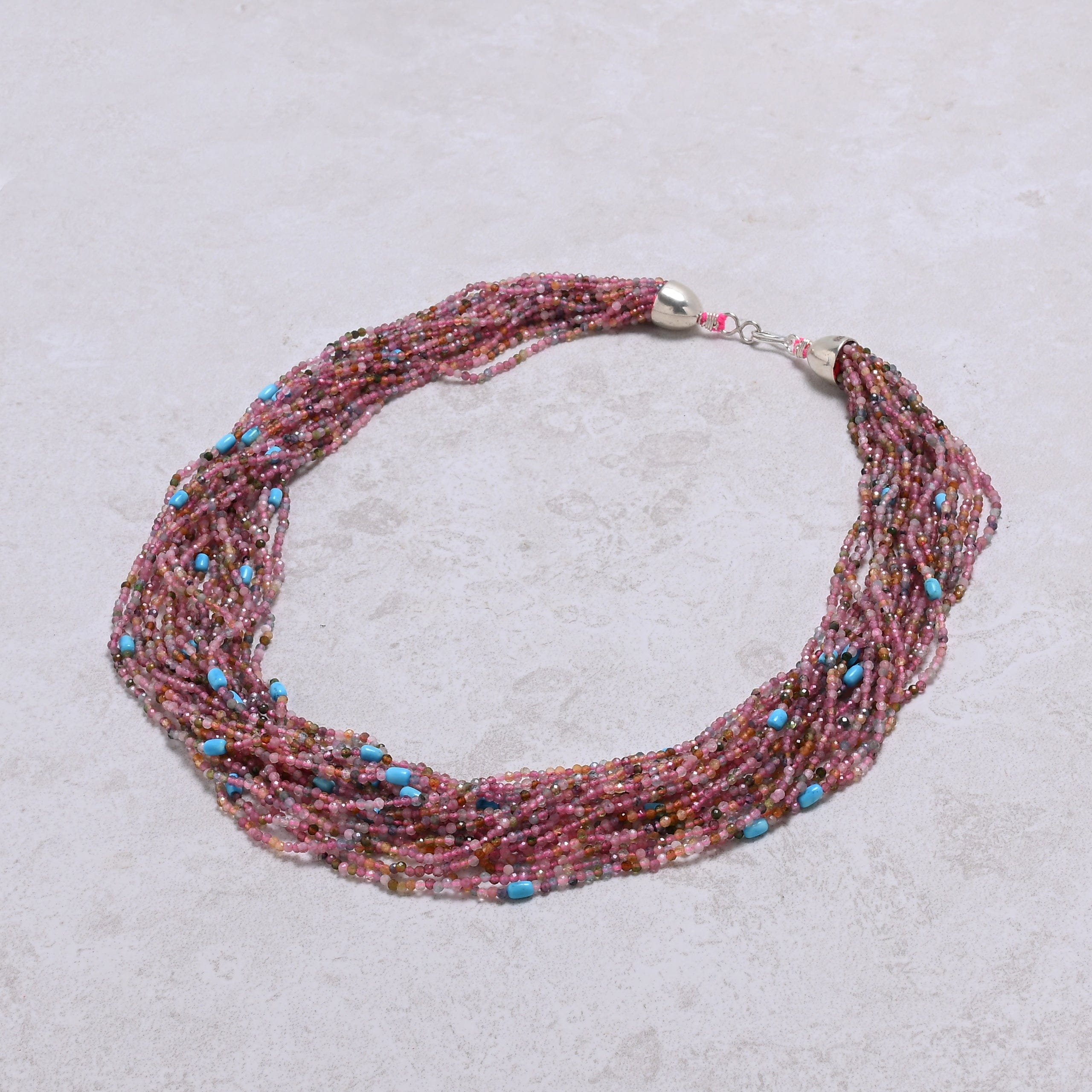 KALIFANO Gemstone Jewelry Tourmaline 2mm Necklace With Sterling Silver Clasp - 21.5" CCN20-TR