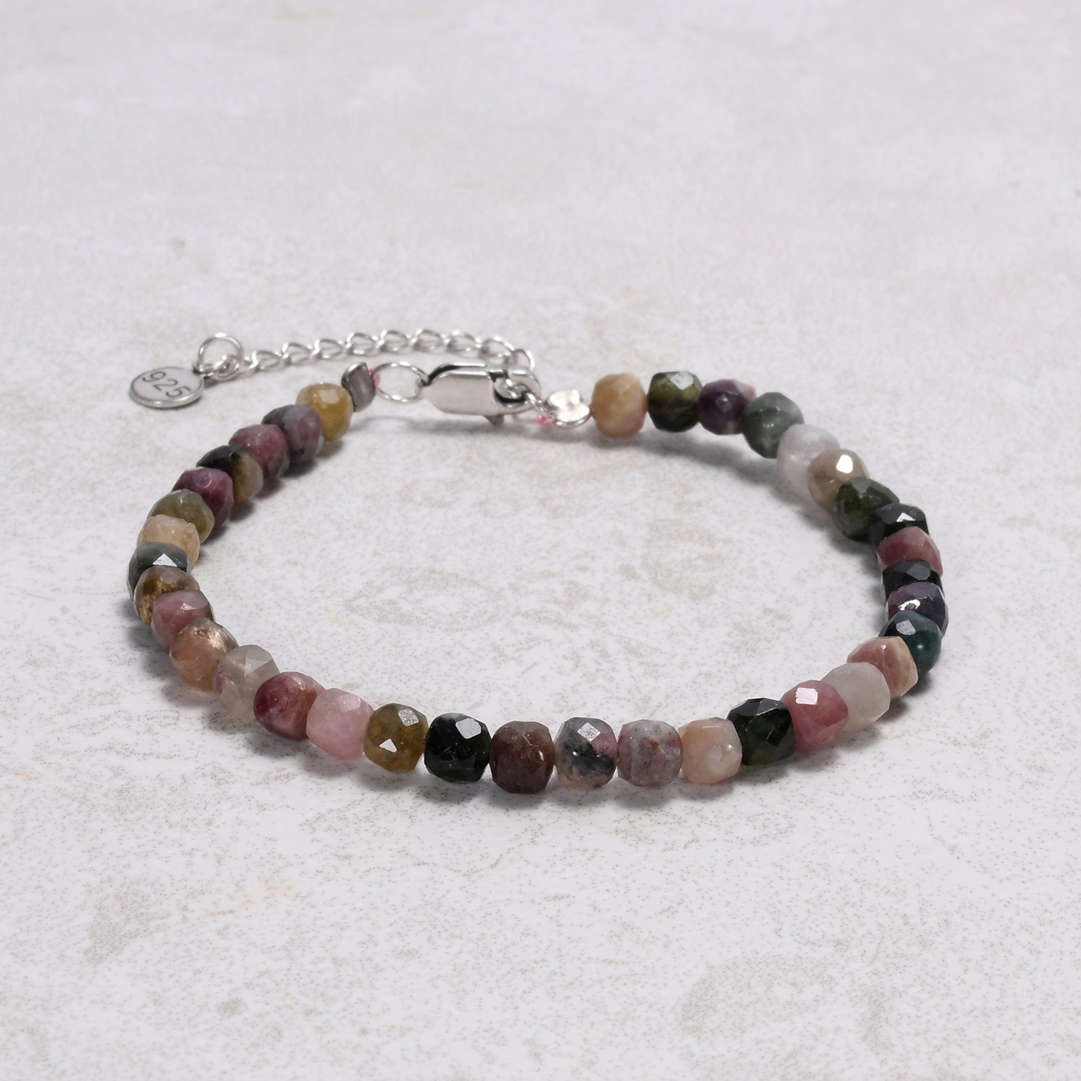 KALIFANO Gemstone Jewelry Tourmaline 4mm Natural Gemstone Bracelet with Sterling Silver Clasp B4-16S-TR