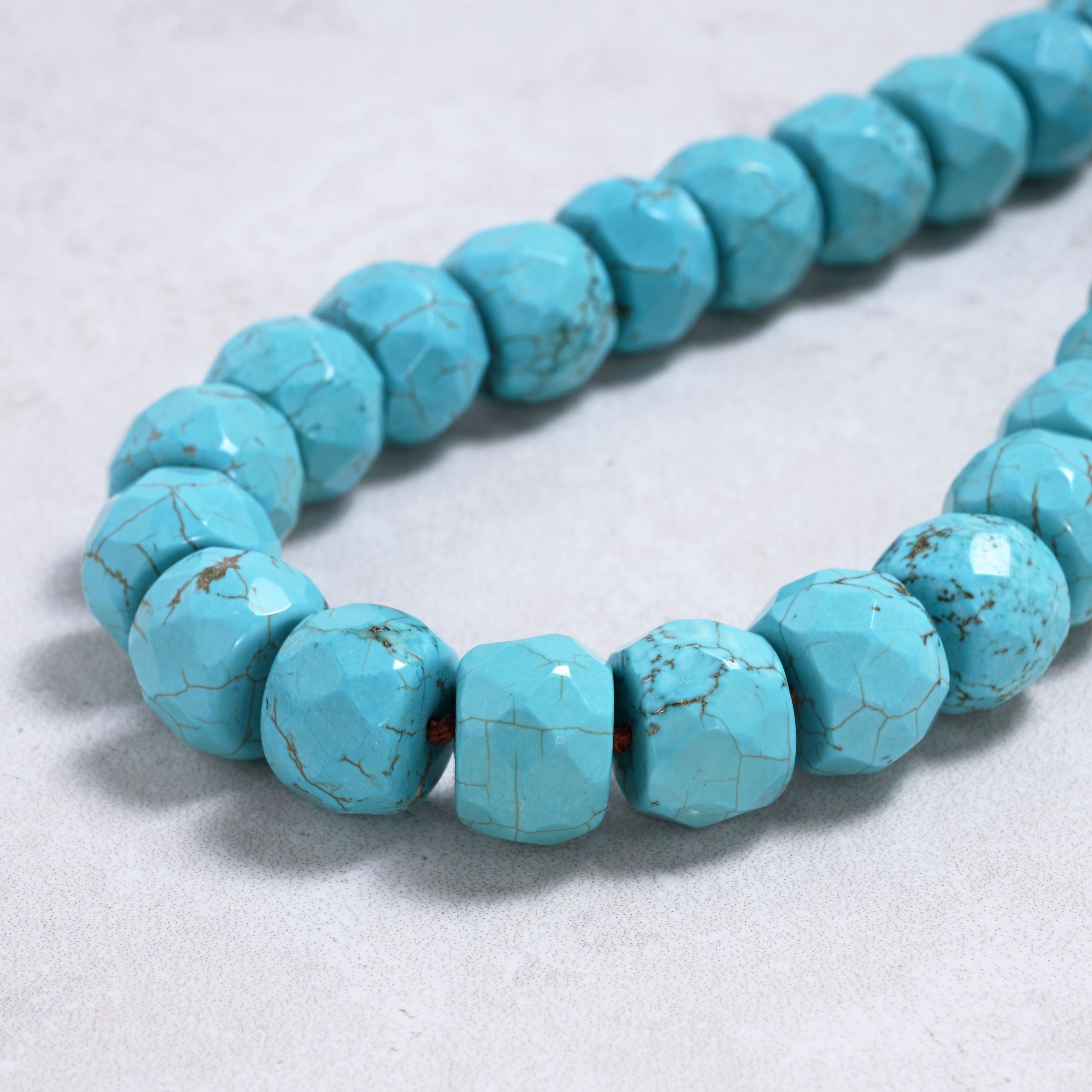 Kalifano Gemstone Jewelry Turquoise 17x13mm Roundel Gemstone Necklace with Sterling Silver Clasp - 22" 9SN-TQ5