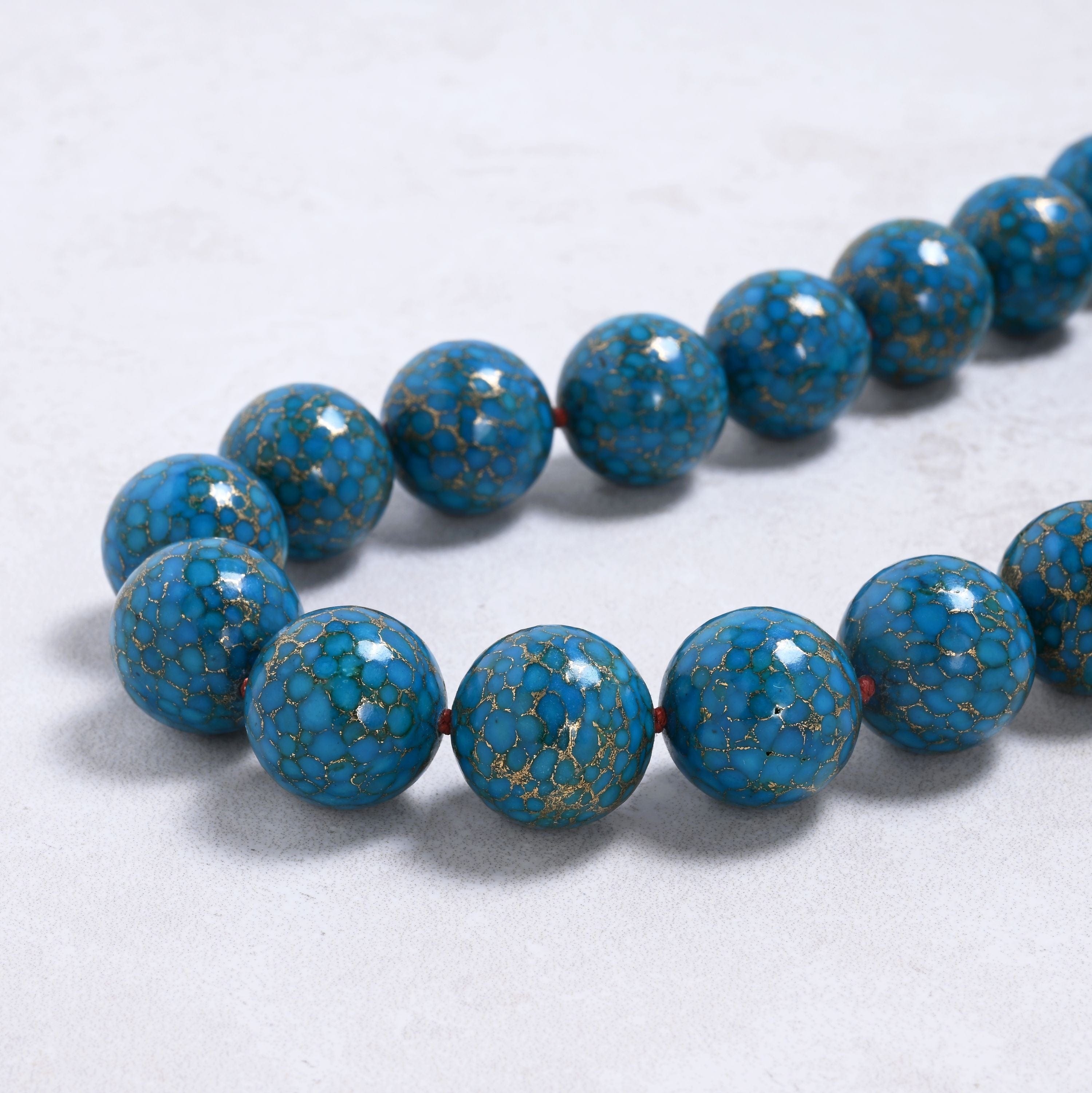 Kalifano Gemstone Jewelry Turquoise 20mm Round Gemstone Necklace with Sterling Silver Clasp - 22" 9GN-TQ2