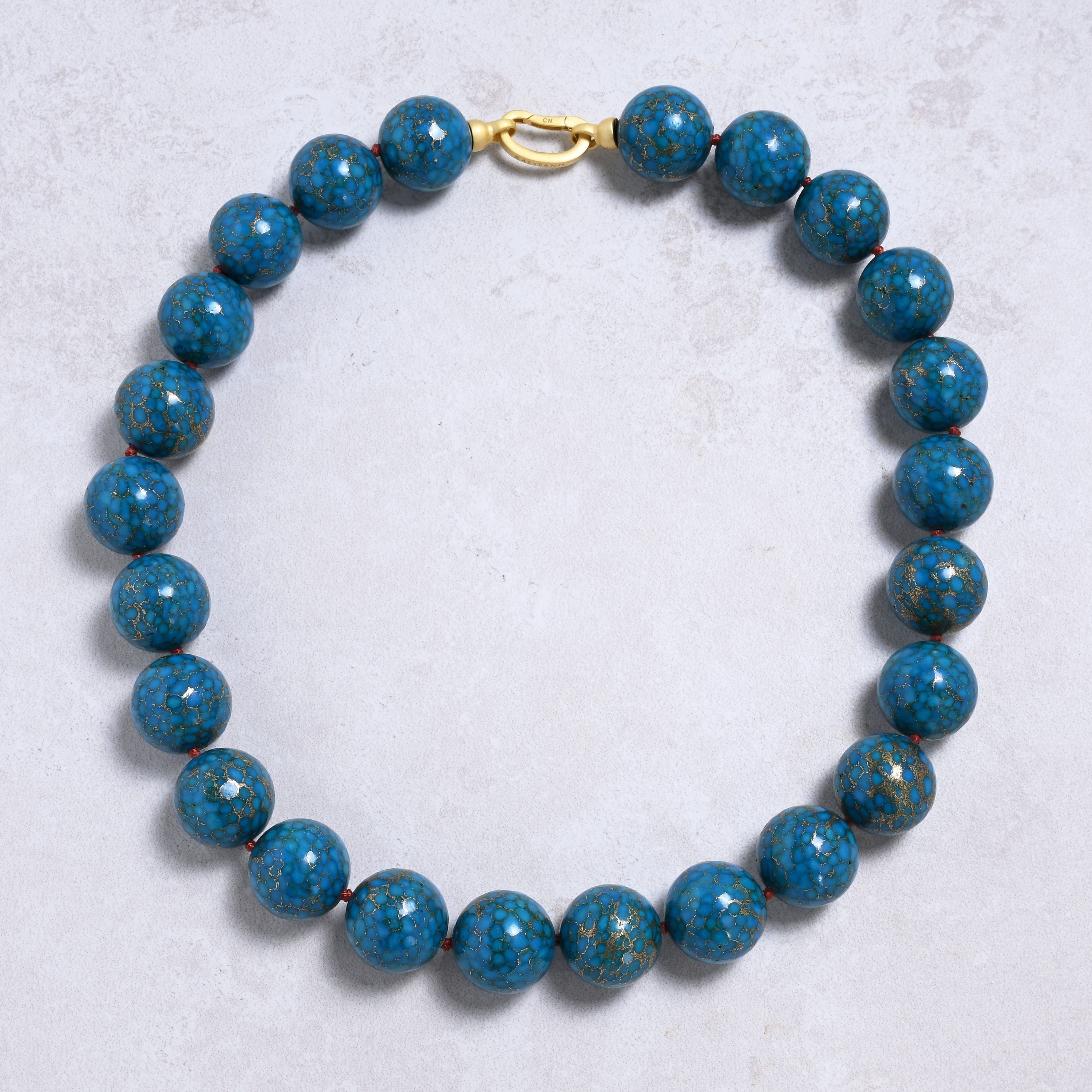 Kalifano Gemstone Jewelry Turquoise 20mm Round Gemstone Necklace with Sterling Silver Clasp - 22" 9GN-TQ2