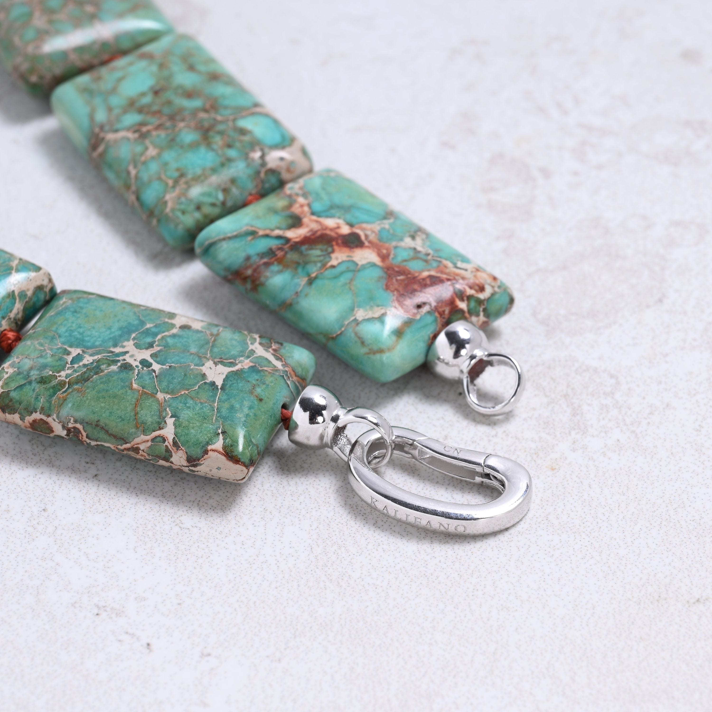 Kalifano Gemstone Jewelry Turquoise 20x30mm Square Gemstone Necklace with Sterling Silver Clasp - 22" 9SN-TQ