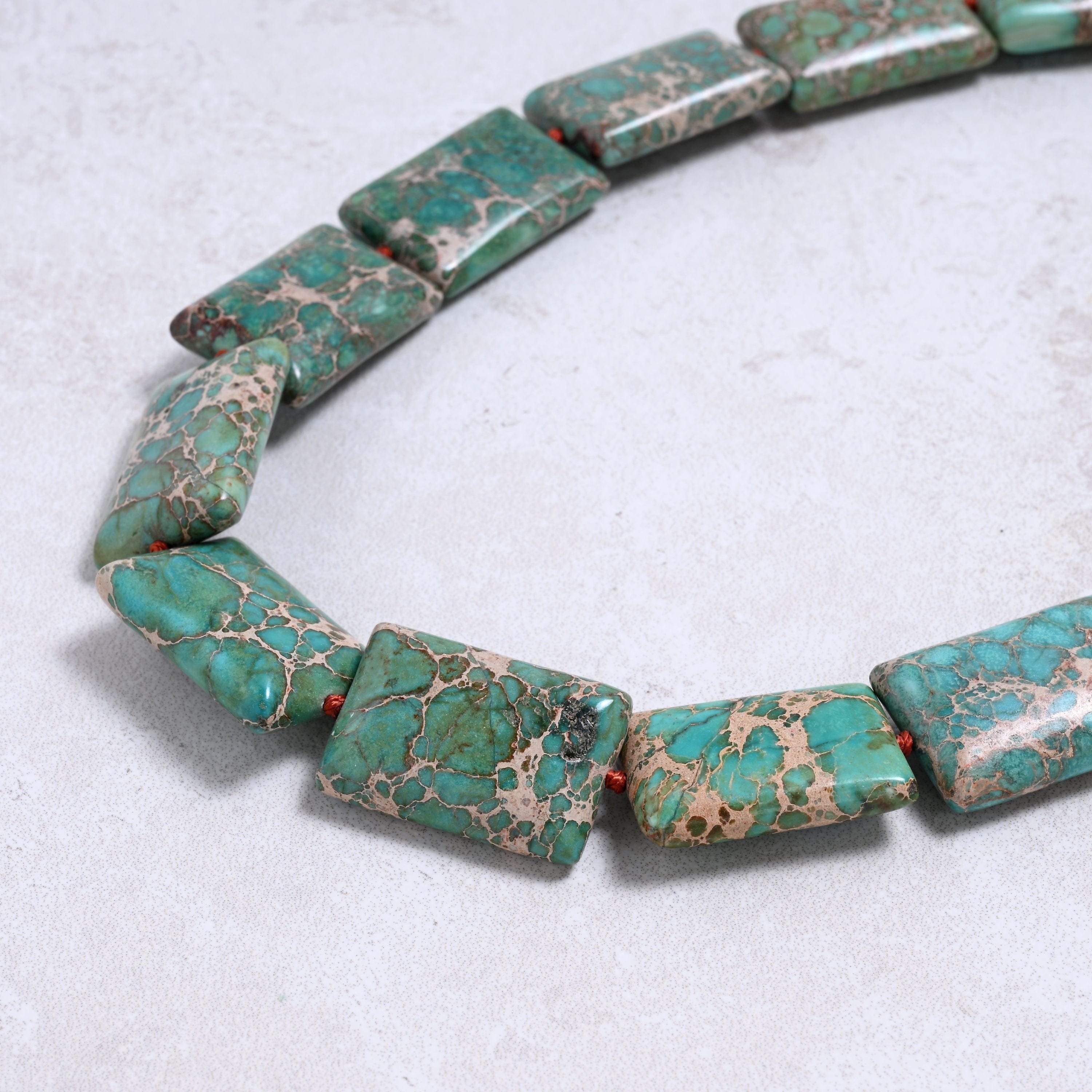 Kalifano Gemstone Jewelry Turquoise 20x30mm Square Gemstone Necklace with Sterling Silver Clasp - 22" 9SN-TQ