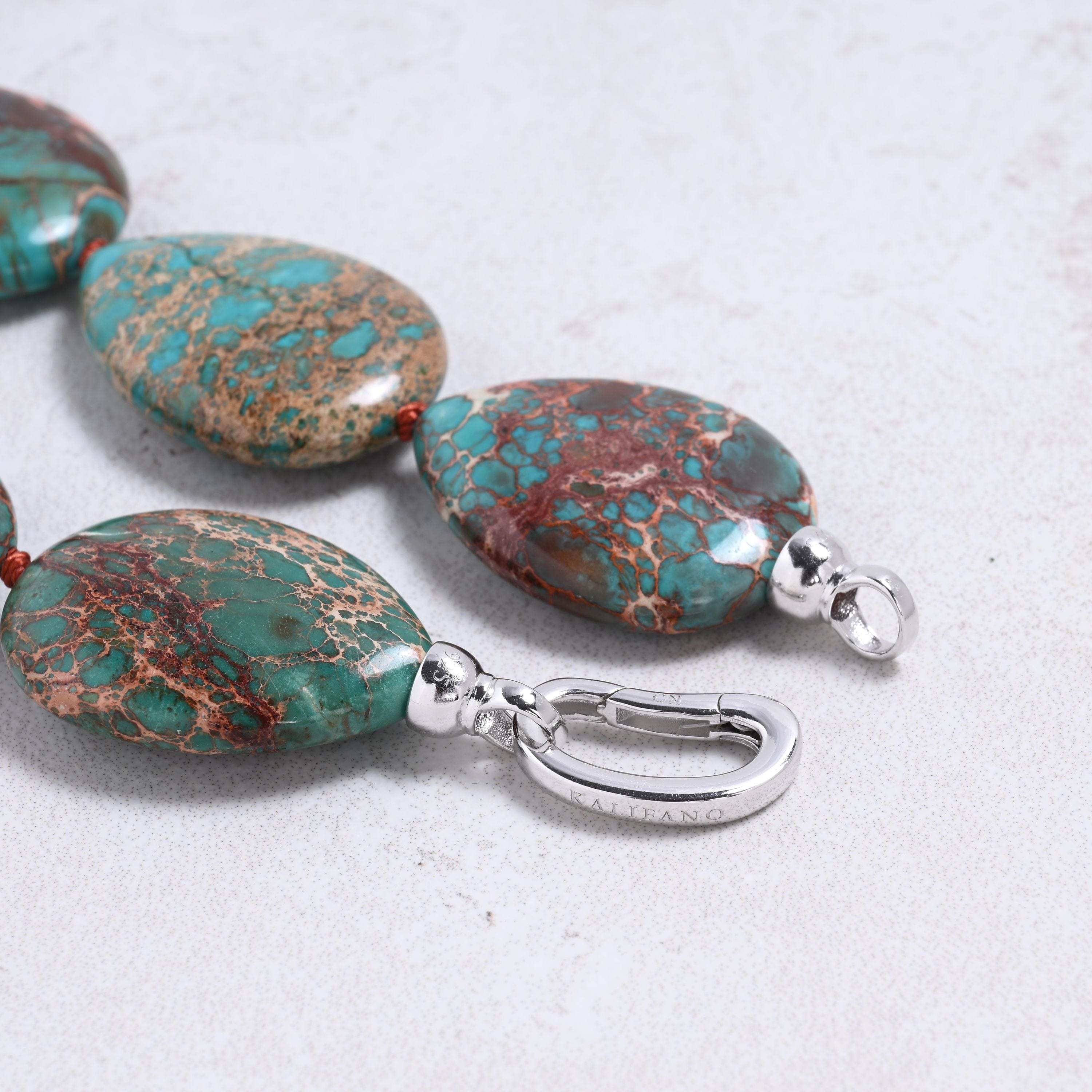 Kalifano Gemstone Jewelry Turquoise 22x30mm Water Drop Gemstone Necklace with Sterling Silver Clasp - 22" 9SN-TQ7