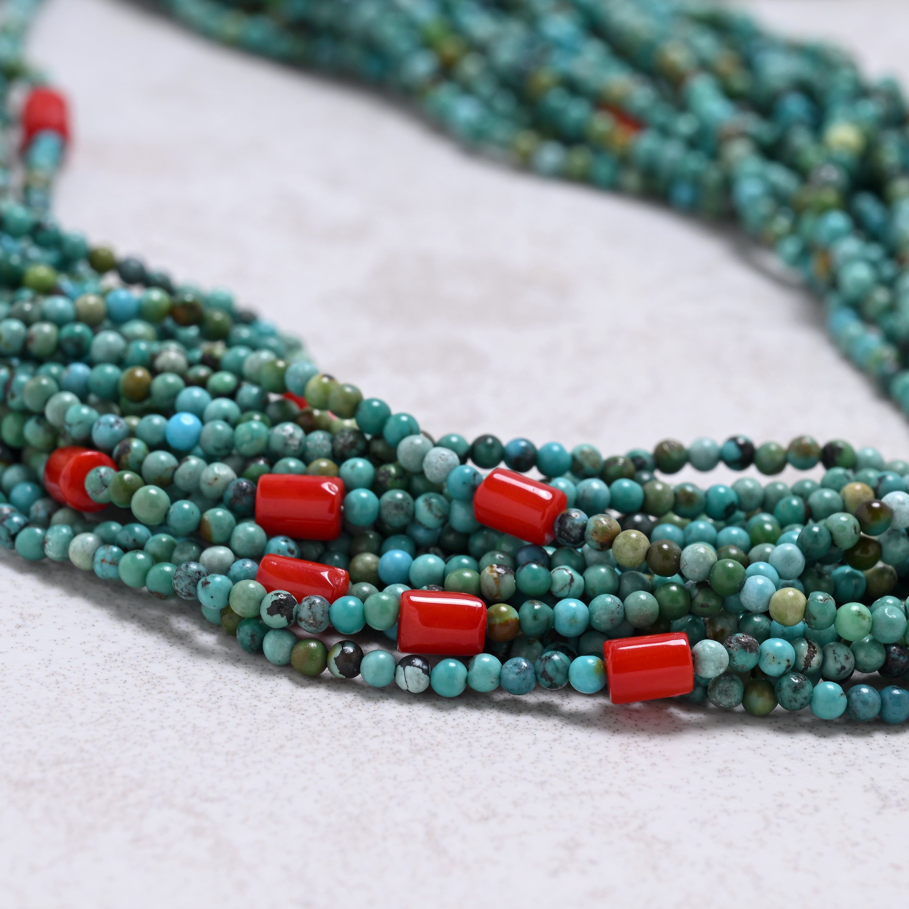 KALIFANO Gemstone Jewelry Turquoise 2mm Necklace With Sterling Silver Clasp - 21.5" CCN20-TQ