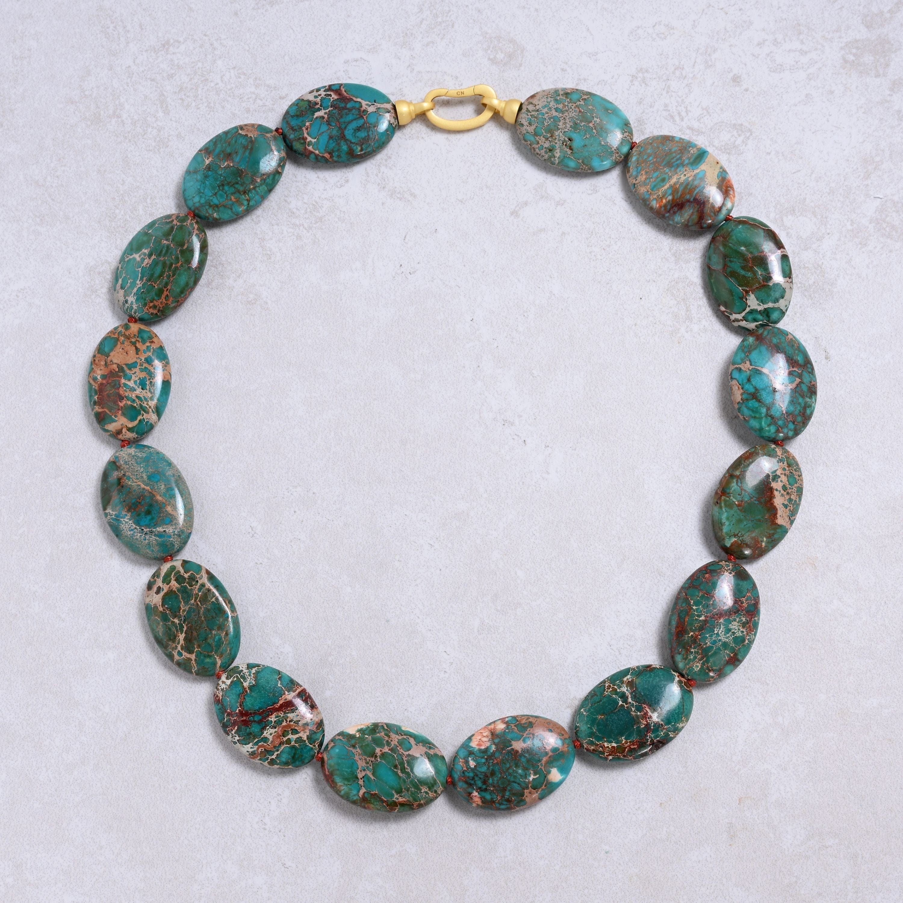Kalifano Gemstone Jewelry Turquoise 30x22mm Oval Gemstone Necklace with Sterling Silver Clasp - 22" 9GN-TQ