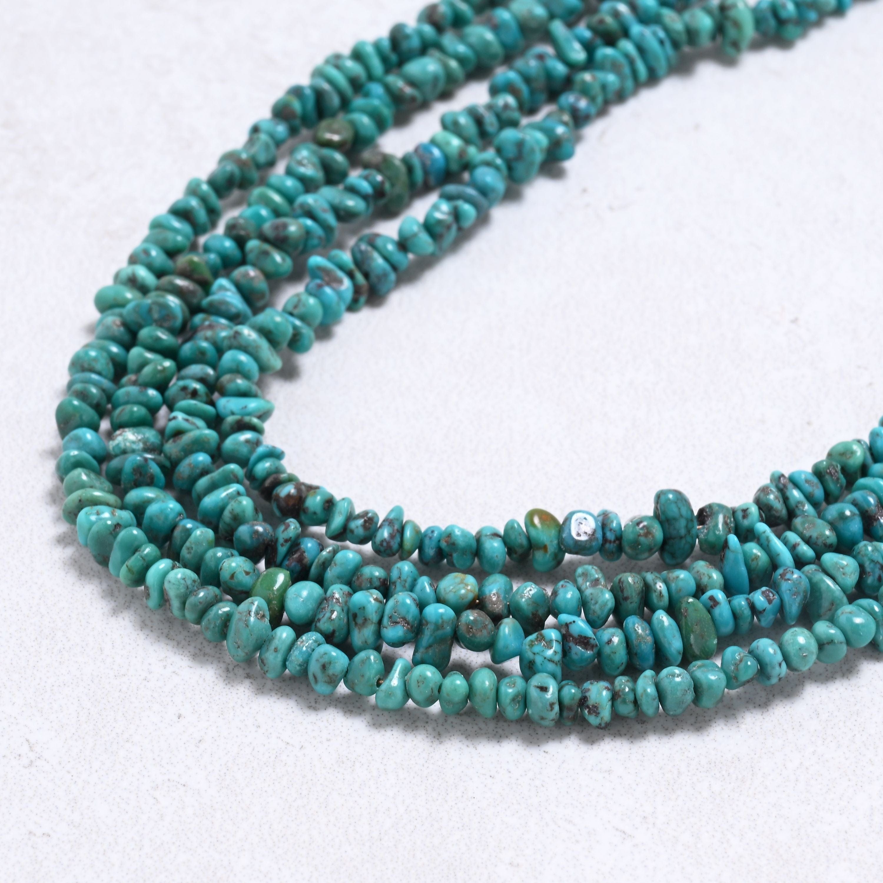 Kalifano Gemstone Jewelry Turquoise Chip Gemstone Necklace with Sterling Silver Clasp - 22" 8GN-BLTQ