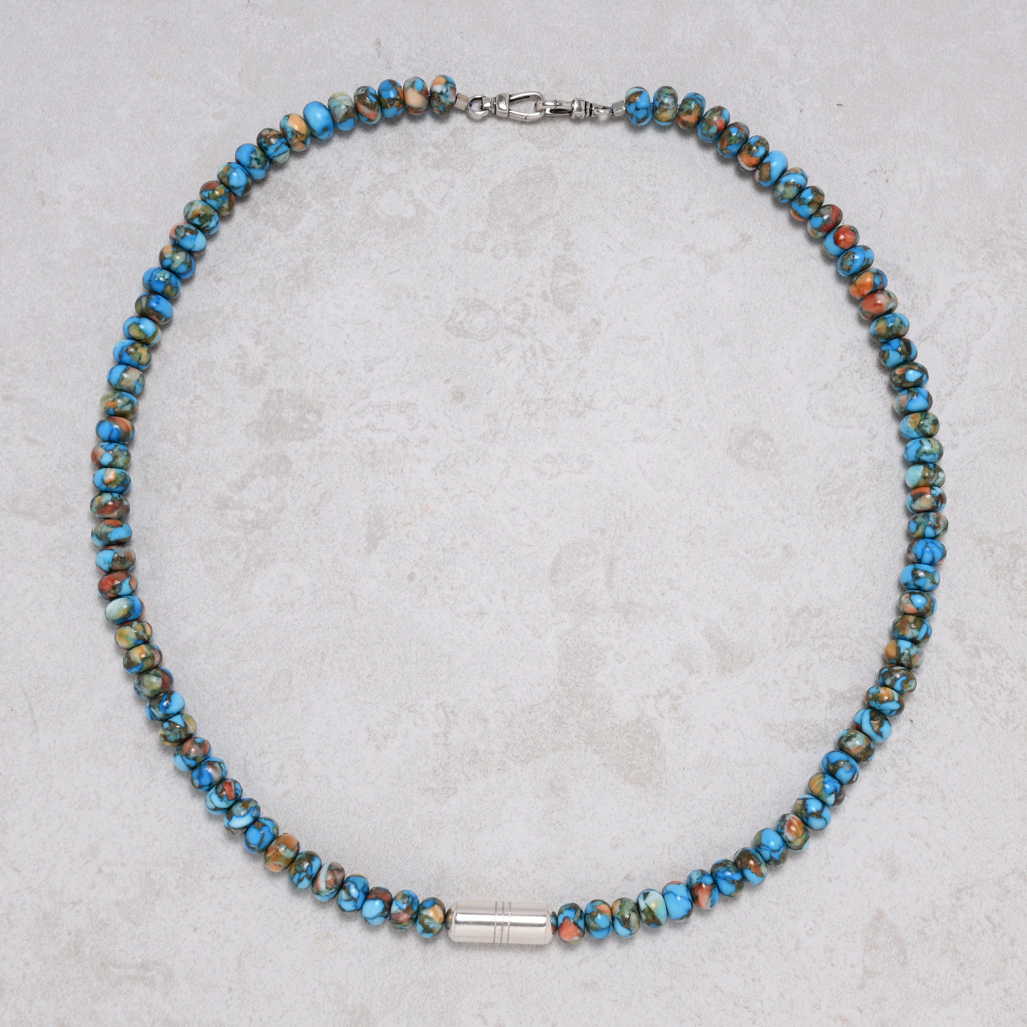 KALIFANO Gemstone Jewelry Turquoise Spiny Oyster 5x8mm Necklace With Sterling Silver Clasp - 21.5" 925N-12-HTSO