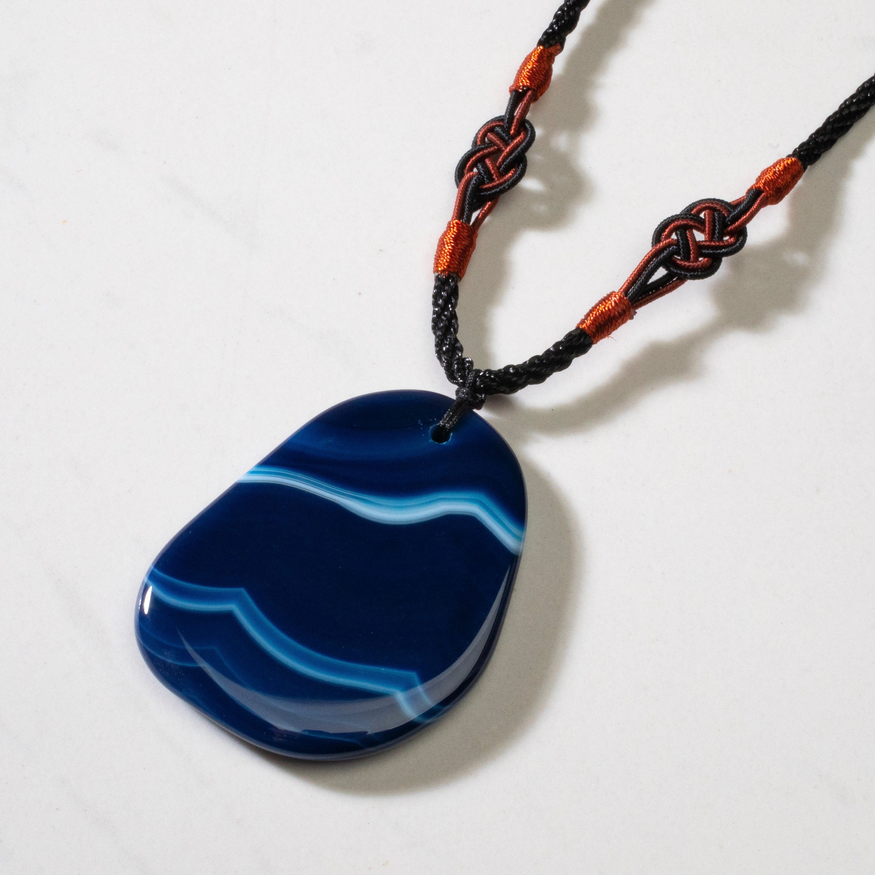 KALIFANO Gemstone Necklaces Blue Agate Geode Slice Necklace BLUE-BAS-BE