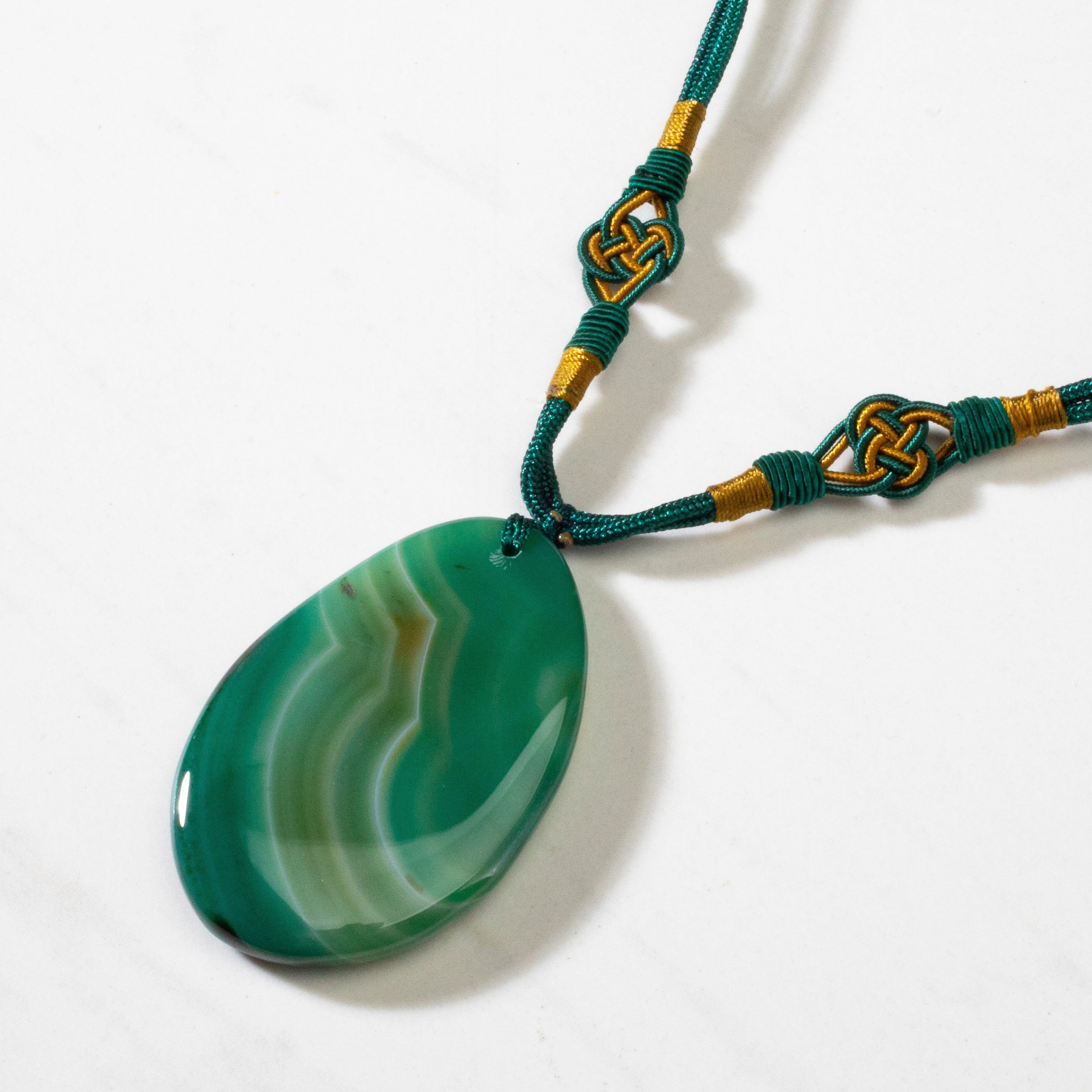 KALIFANO Gemstone Necklaces Green Agate Geode Slice Necklace BLUE-BAS-GN