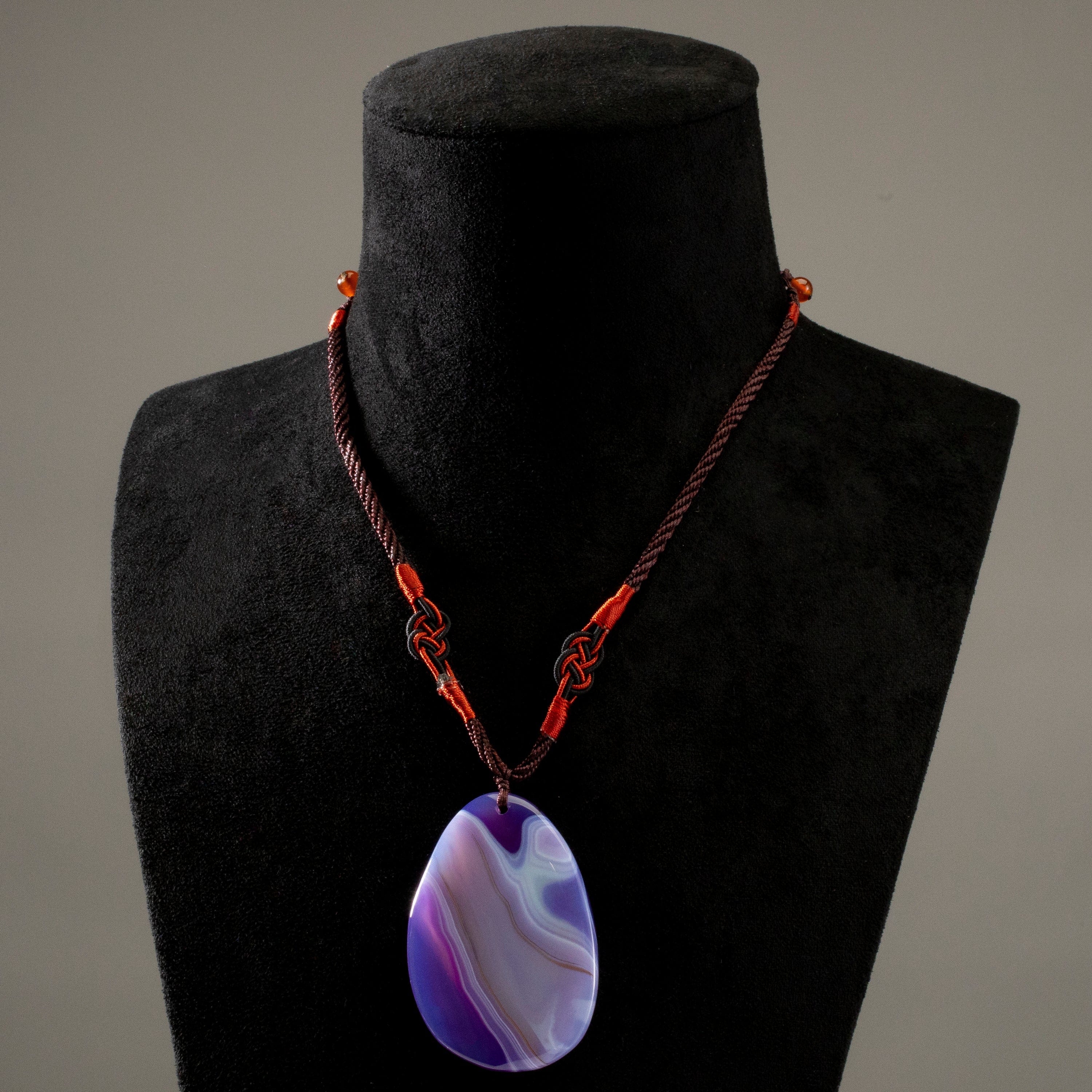 KALIFANO Gemstone Necklaces Purple Agate Geode Slice Necklace BLUE-BAS-PP