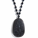 Smoky Quartz Budha Amulet with Obsidian Spacers Gemstone Necklace - 24