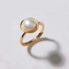 Fresh Water Pearl and Braided Brass Adjustable Ring - White