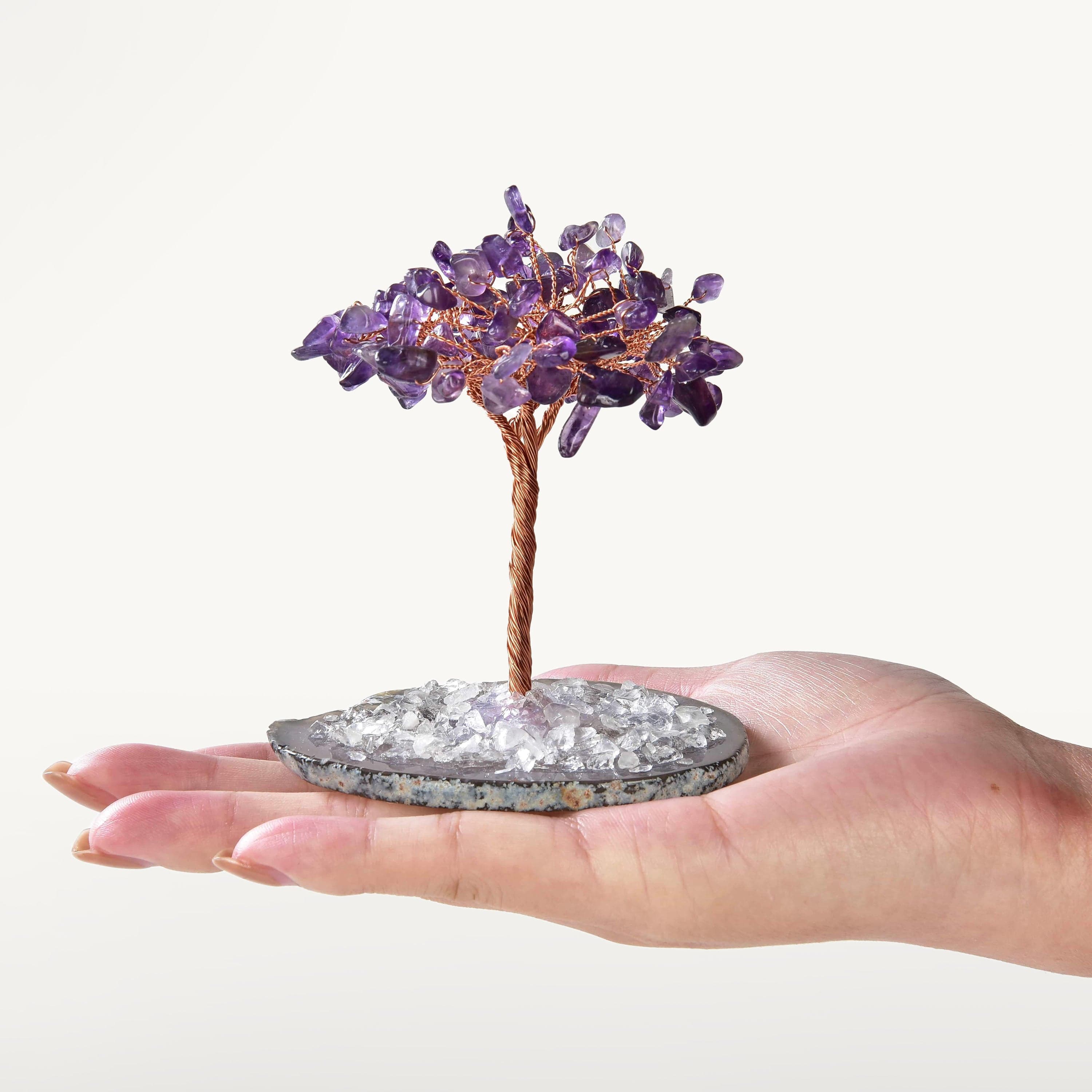 Kalifano Gemstone Trees Amethyst Natural Gemstone Tree of Life with Agate Base K917A-AM