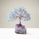 Aquamarine Natural Gemstone Tree of Life with Amethyst Geode Base
