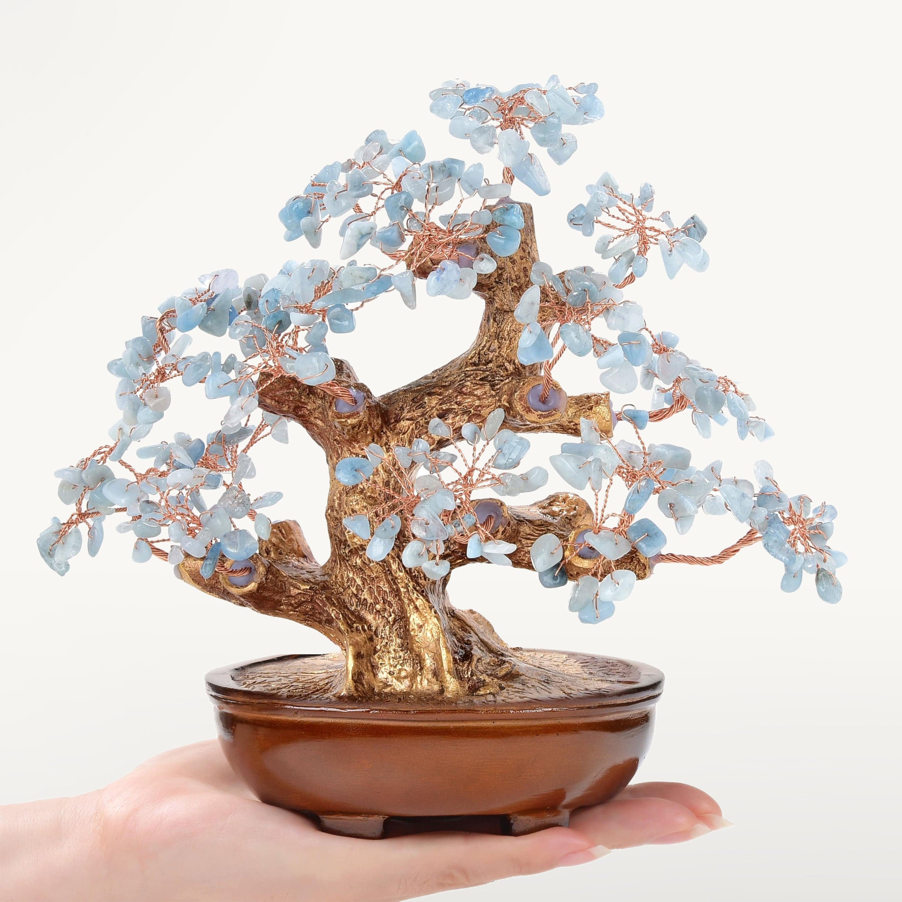 KALIFANO Gemstone Trees Aquamarine Tree of Life with 360 Natural Gemstones K944-AQ