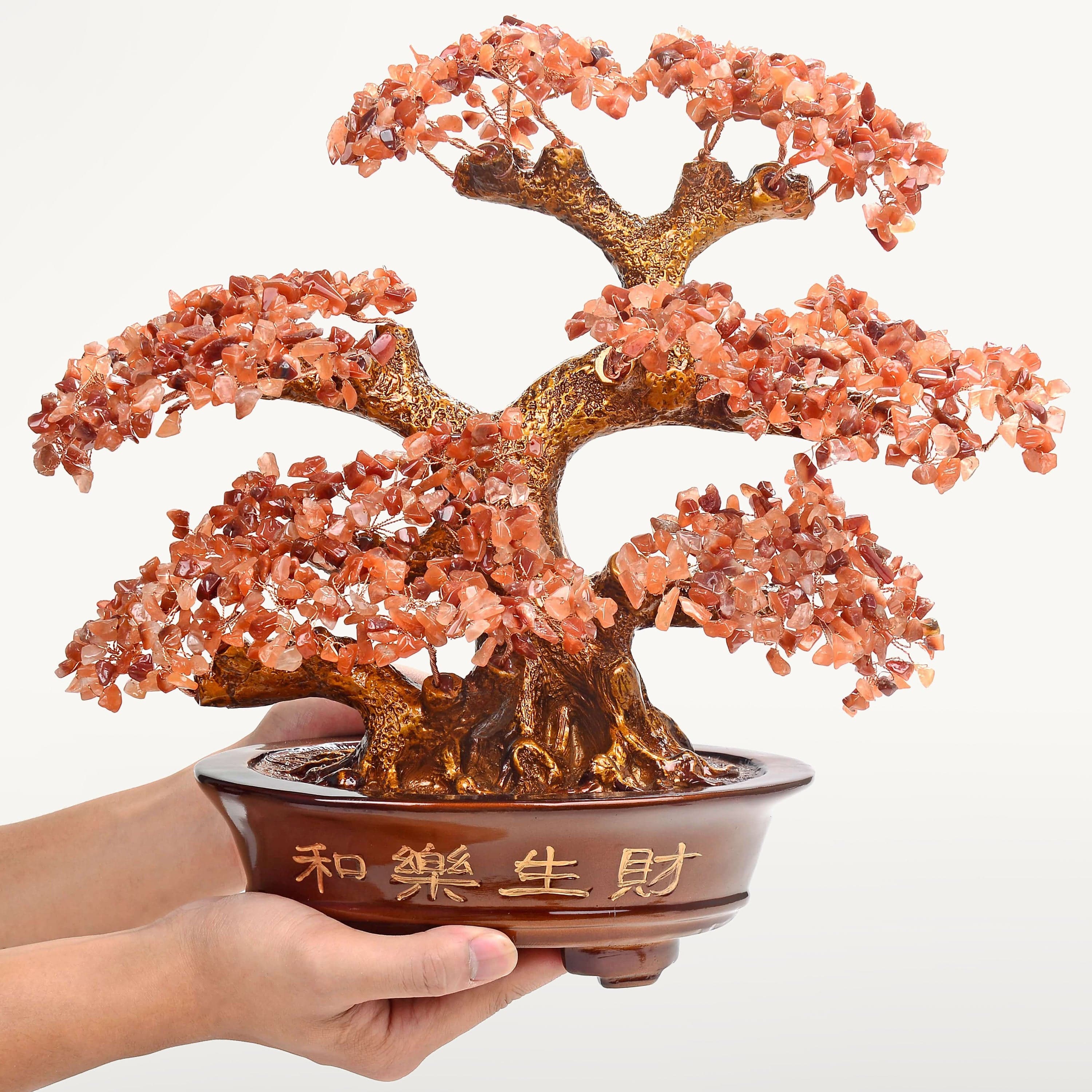 Kalifano Gemstone Trees Carnelian Bonsai Tree of Life with 1,251 Natural Gemstones K9151-CR