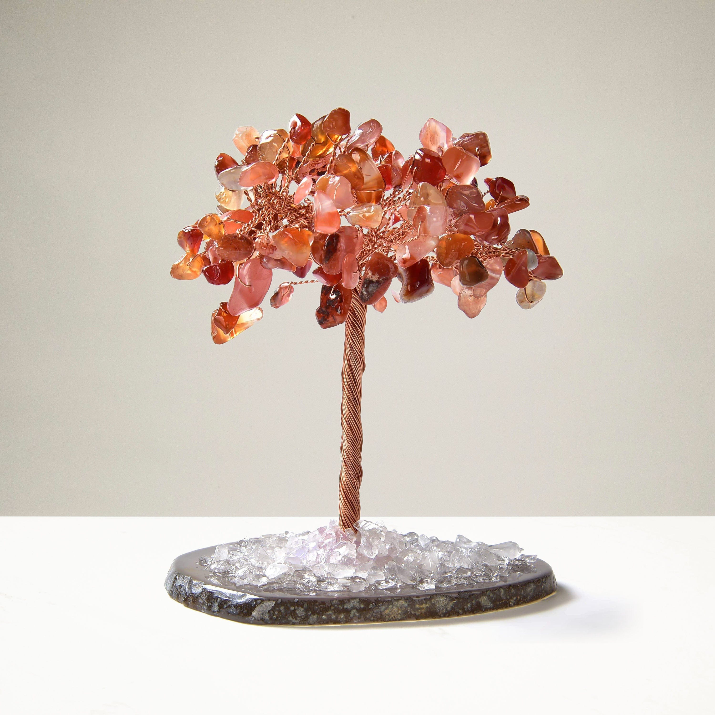 Kalifano Gemstone Trees Carnelian Natural Gemstone Tree of Life with Agate Base K917A-CR