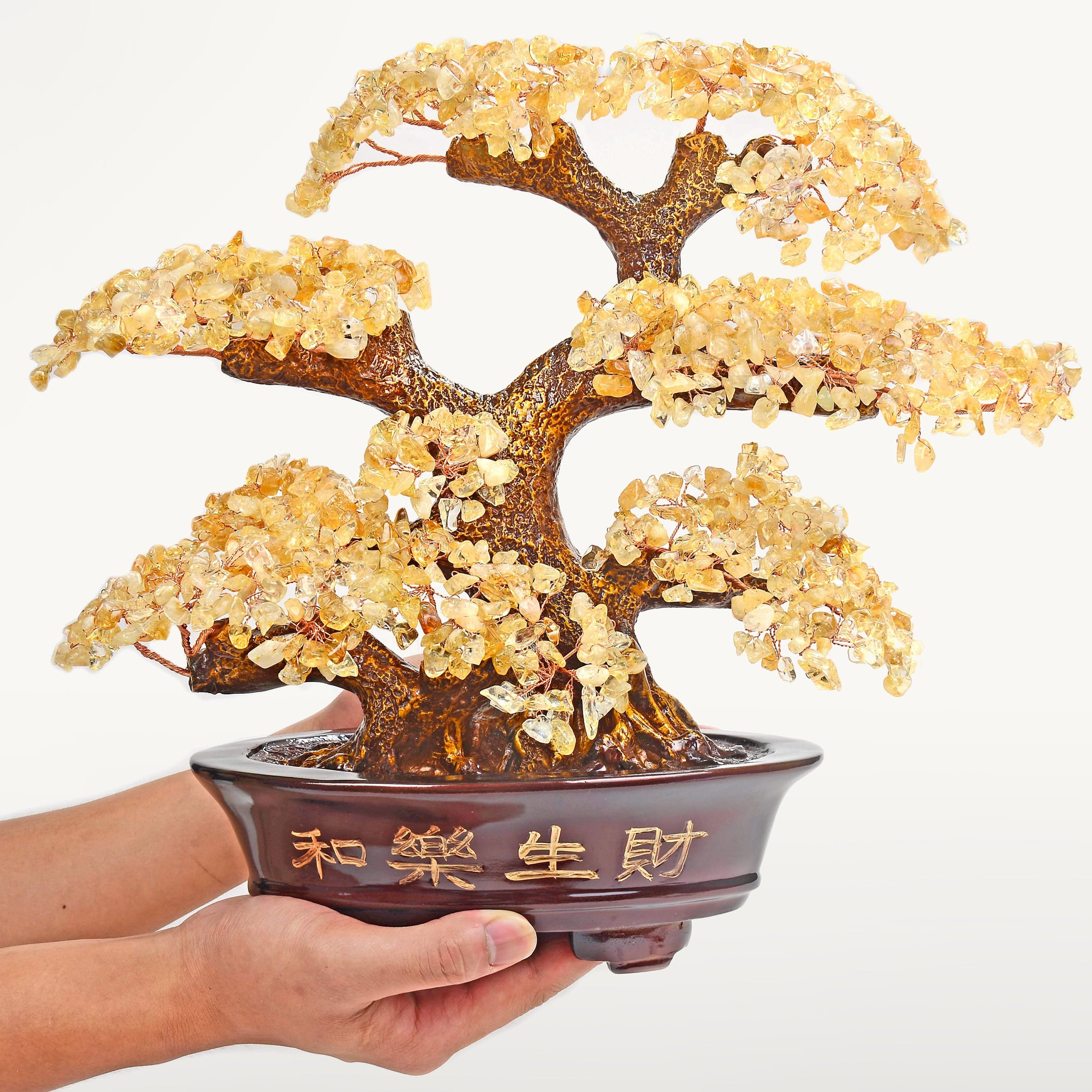 Kalifano Gemstone Trees Citrine Bonsai Tree of Life with 1,251 Natural Gemstones K9151-CT