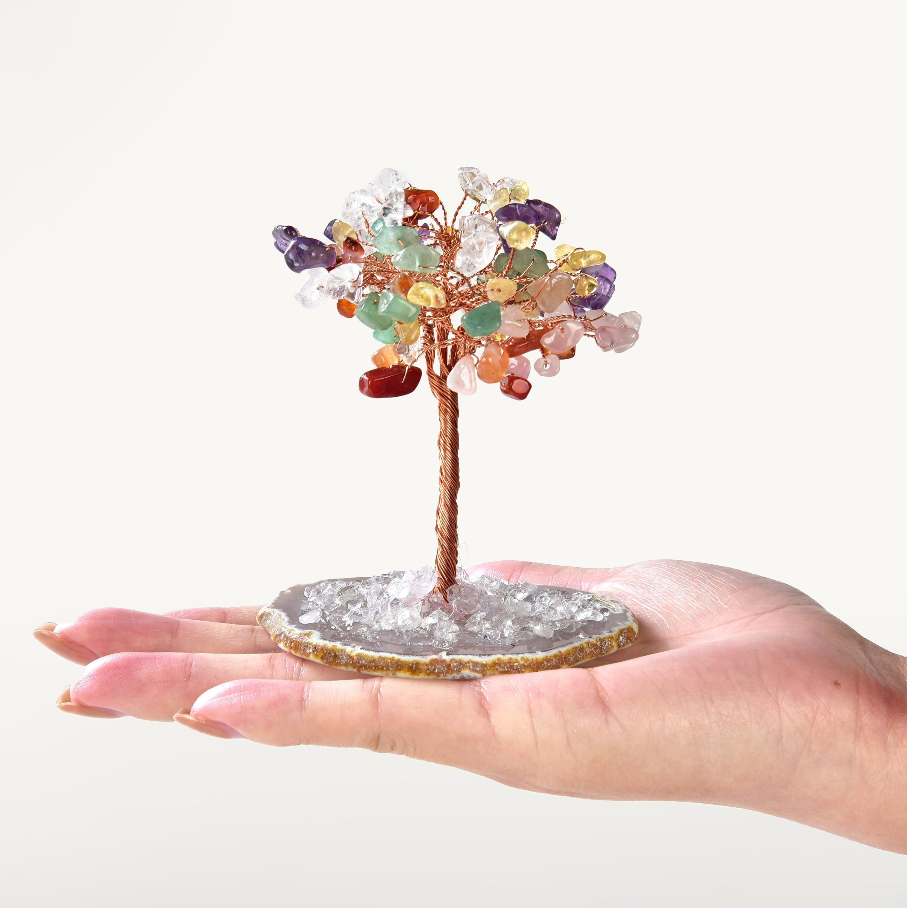 Kalifano Gemstone Trees Multi-color Natural Gemstone Tree of Life with Agate Base K917A-MT