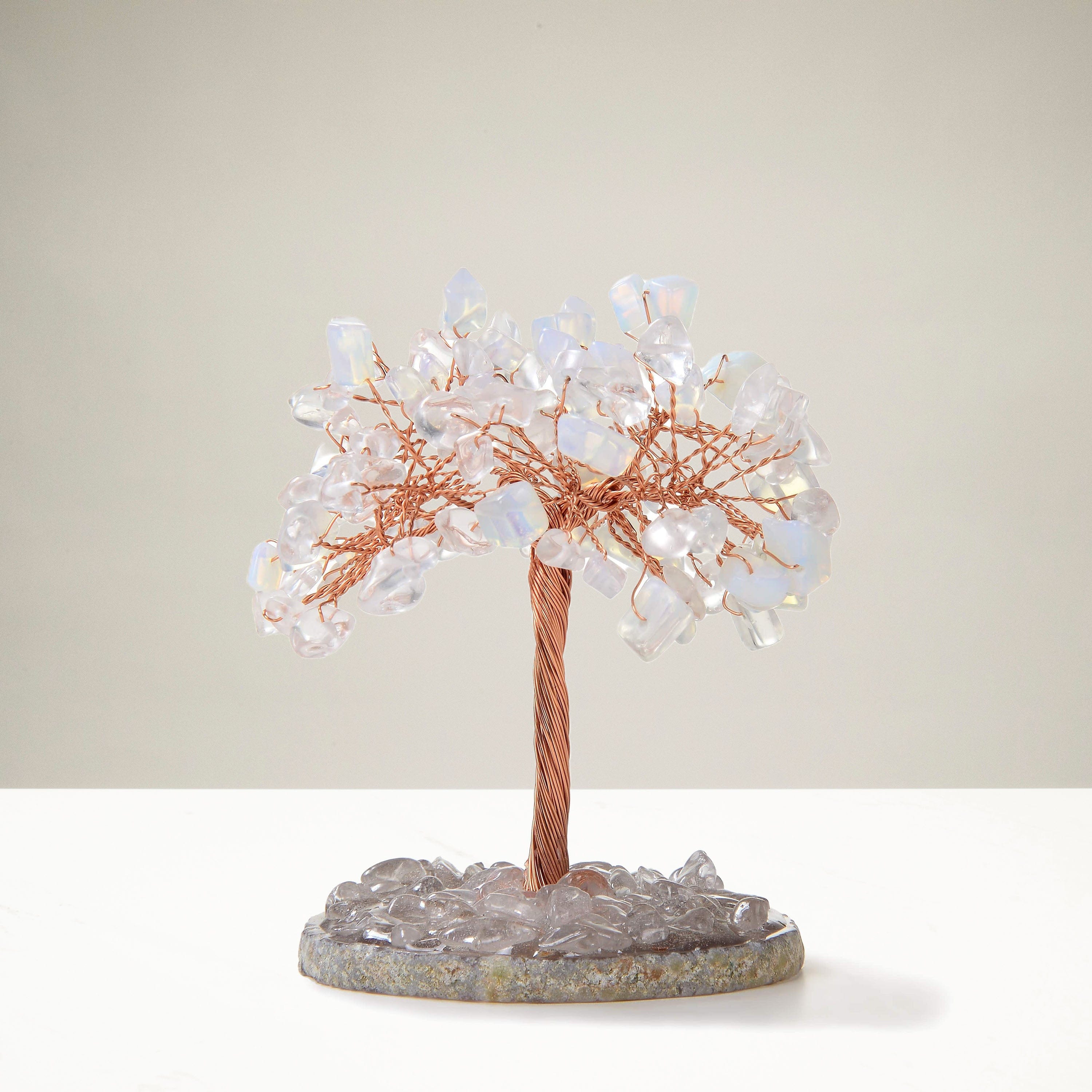 Kalifano Gemstone Trees Opalite Moonstone Gemstone Tree of Life with Agate Base K917A-MS