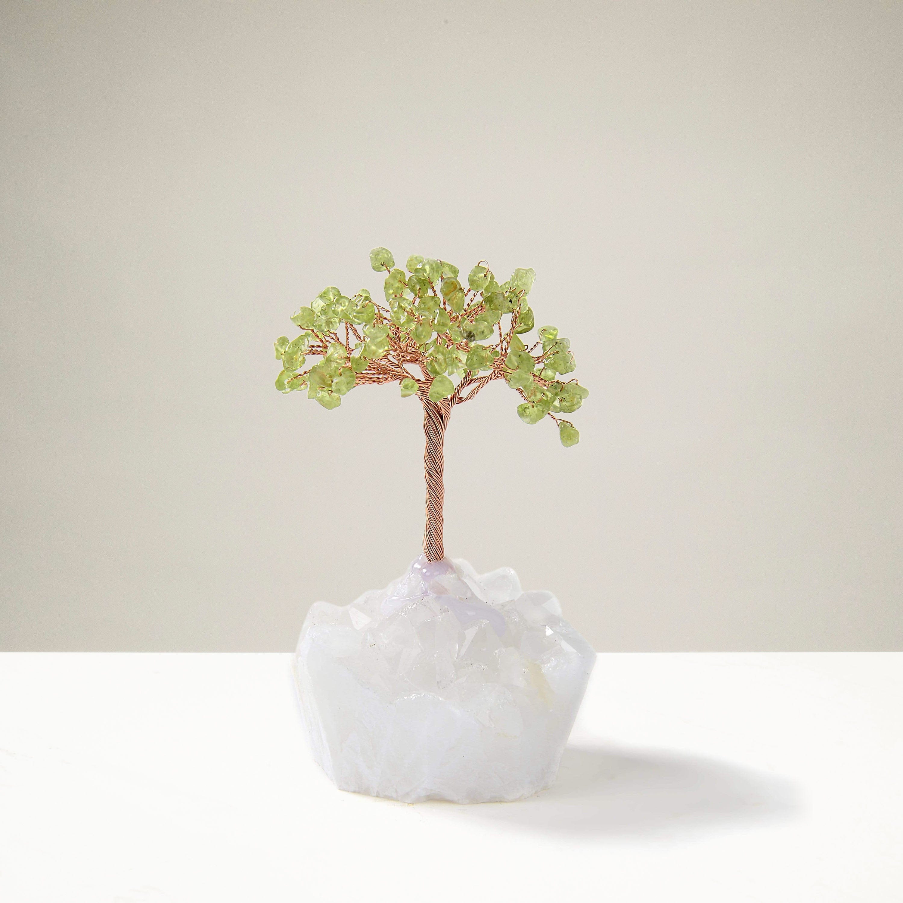 Kalifano Gemstone Trees Peridot Natural Gemstone Tree of Life with Quartz Base K922Q-PR