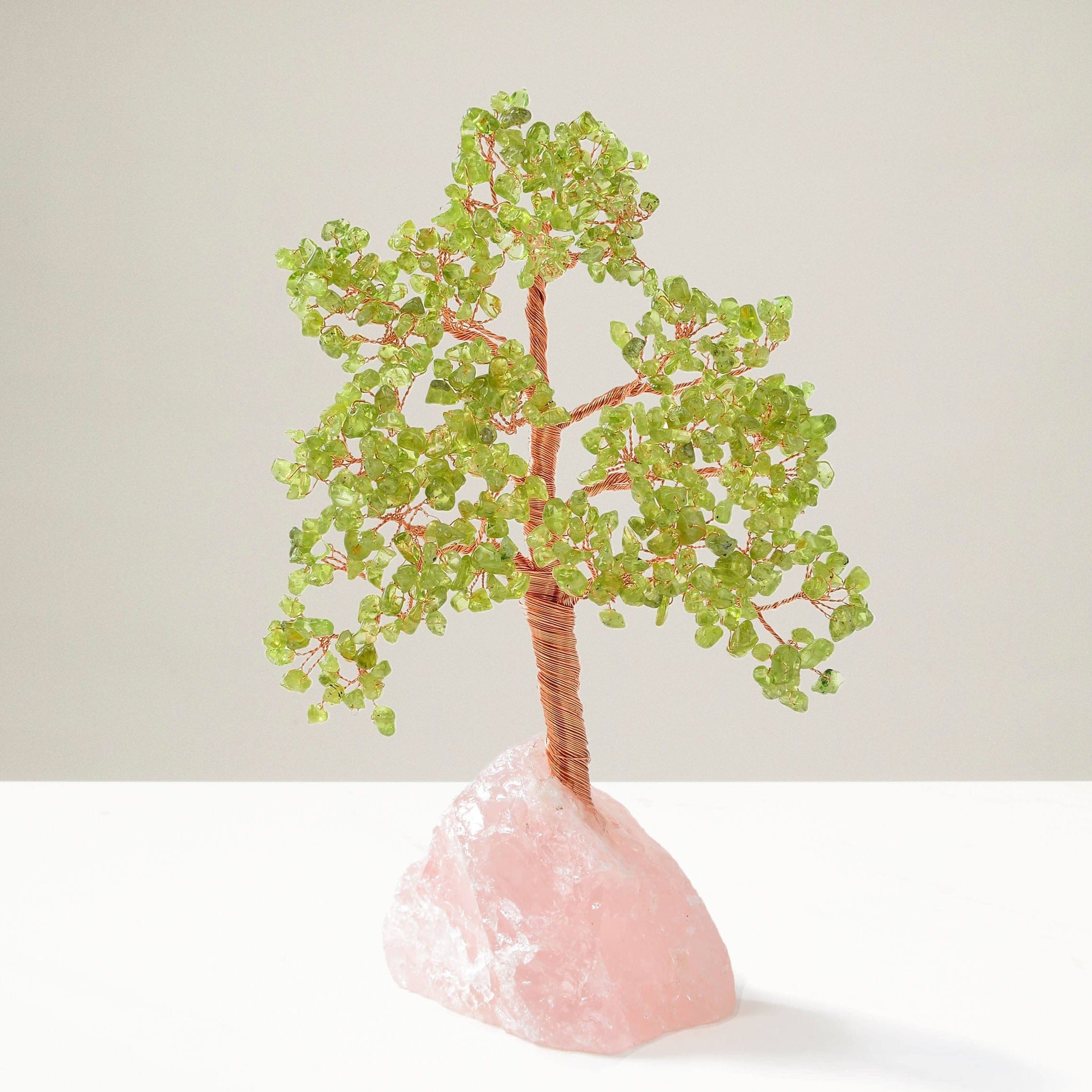 Kalifano Gemstone Trees Peridot Tree of Life on Rose Quartz Base with 414 Natural Gemstones K990R-PR