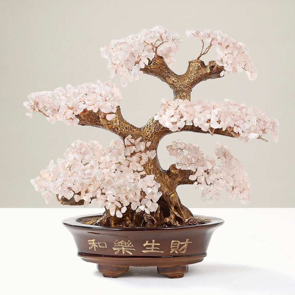 white rose bonsai tree Rose Quartz Bonsai Tree of Life with 1,251 Natural Gemstones