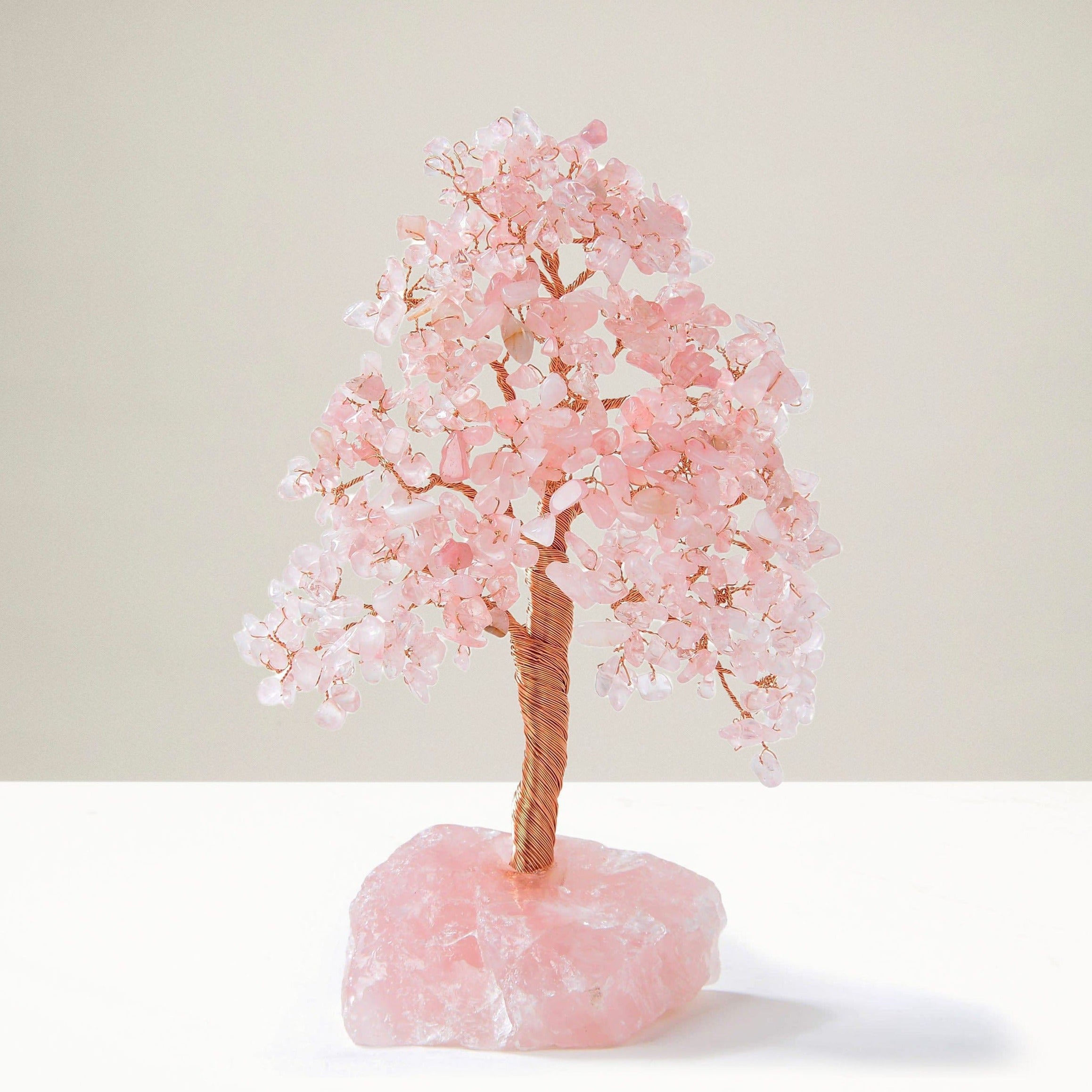 Rose Quartz Gemstone Tree of Life with Rose Quartz Base | KALIFANO