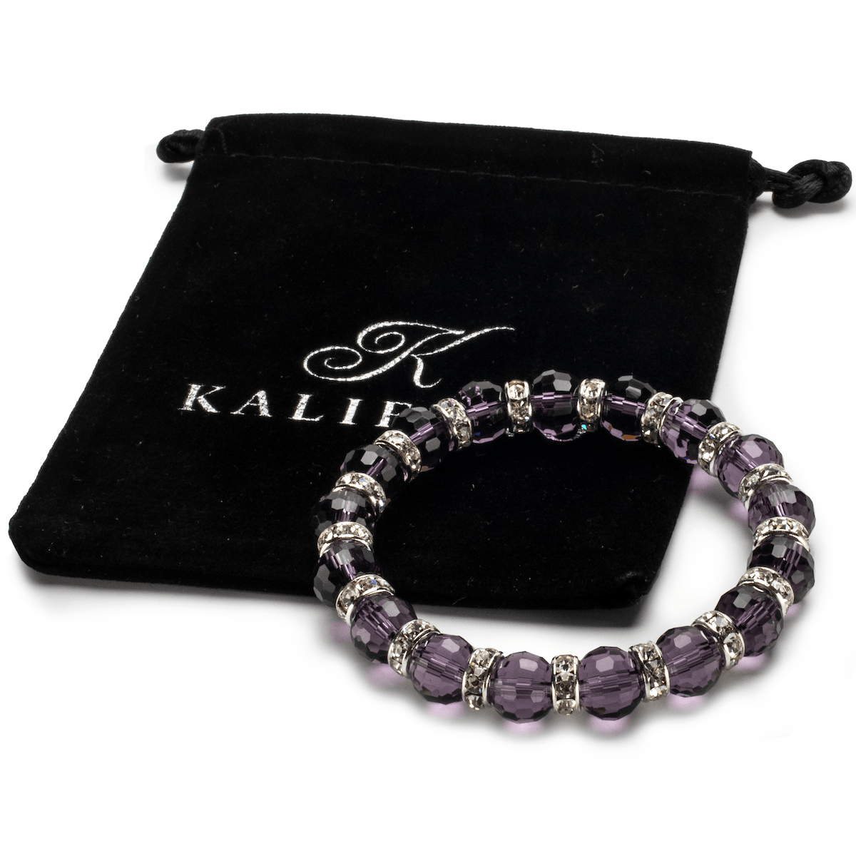 Kalifano Gorgeous Glass Jewelry BLUE-BGG-N26 - Gorgeous Glass Bracelet - Amethyst BLUE-BGG-N26