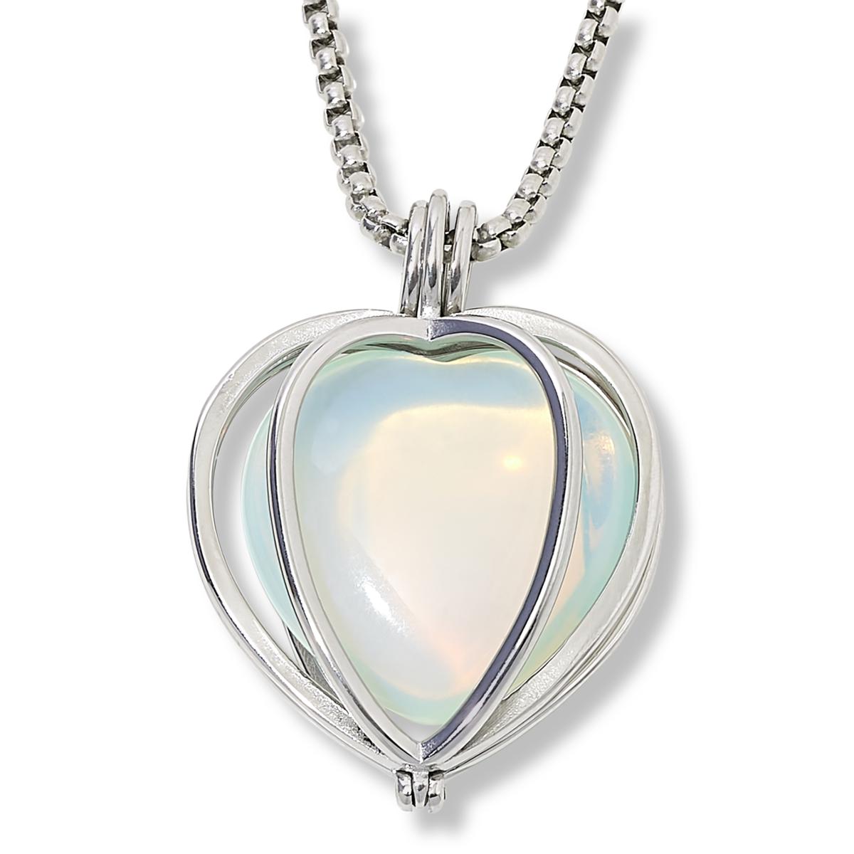 Stainless Steel Convertible Heart Locket with Chakra Gemstones | Adjustable Bolo Chain | 30"