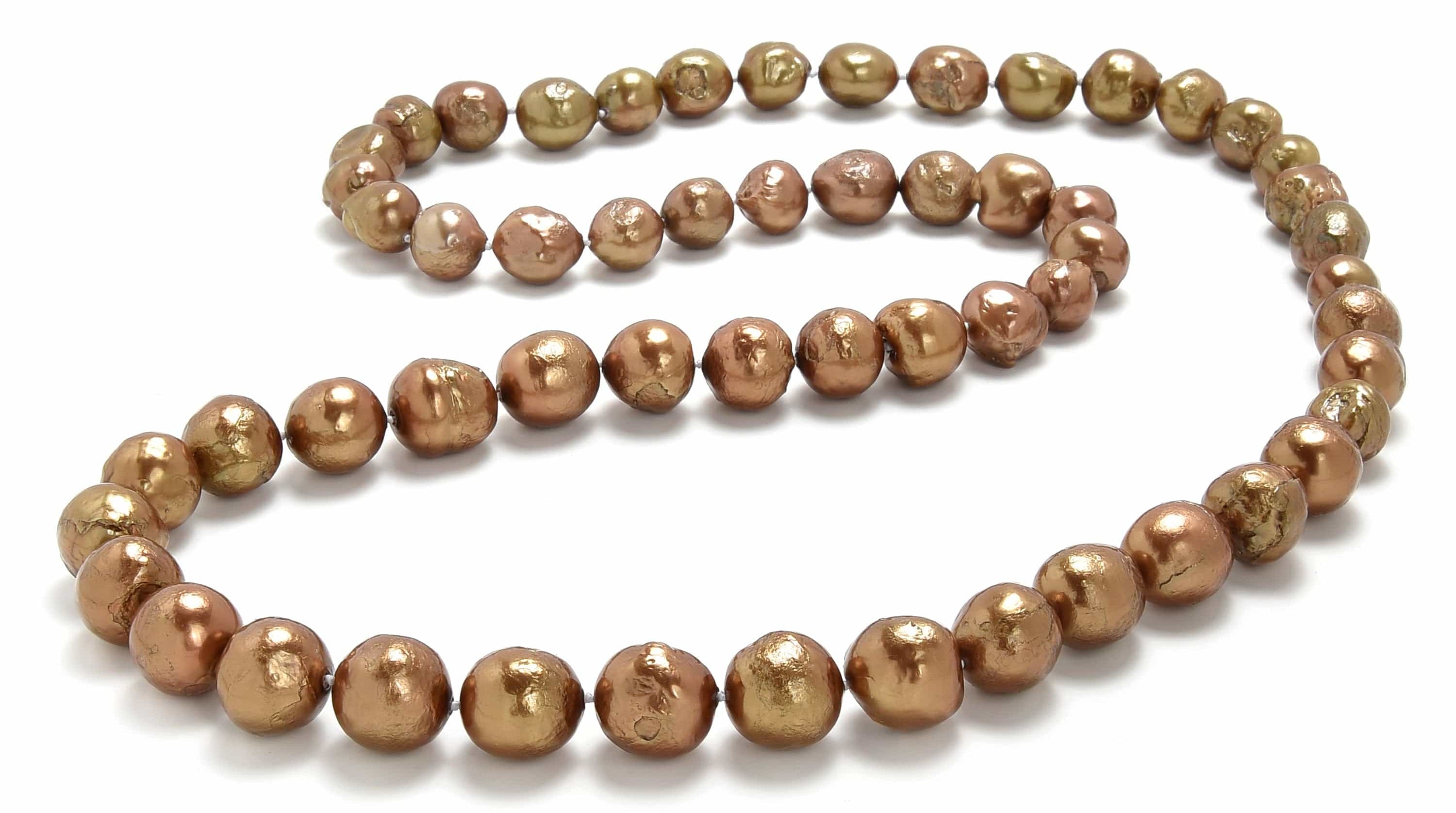 Kalifano Jewelry 32" Champagne Baroque Pearl Necklace PNB-12-17-01