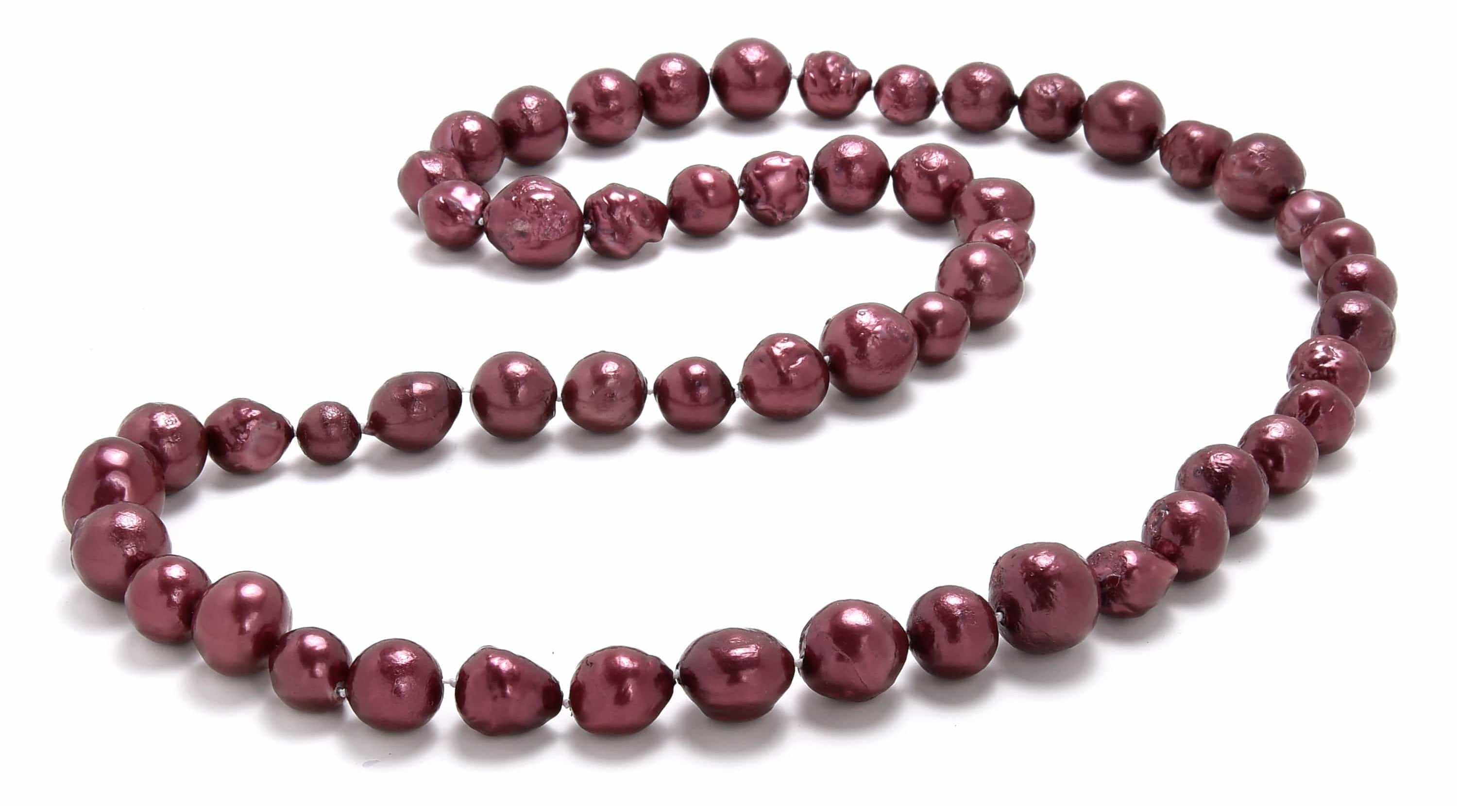 Kalifano Jewelry 32" Maroon Baroque Pearl Necklace PNB-12-17-11
