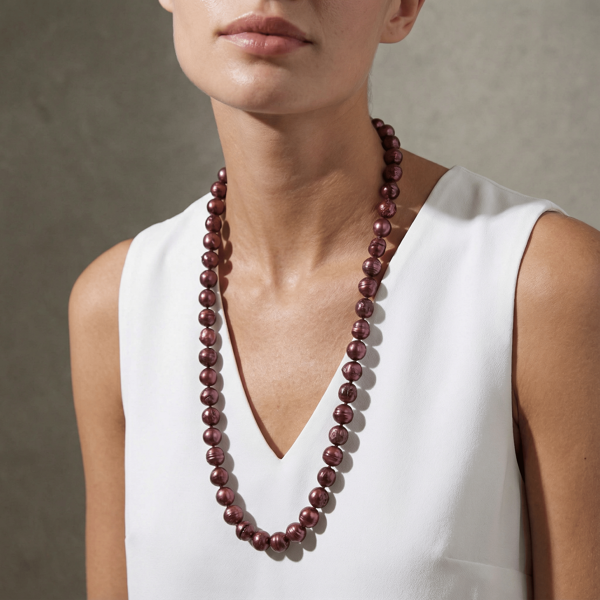 Kalifano Jewelry 32" Maroon Baroque Pearl Necklace PNB-12-17-11