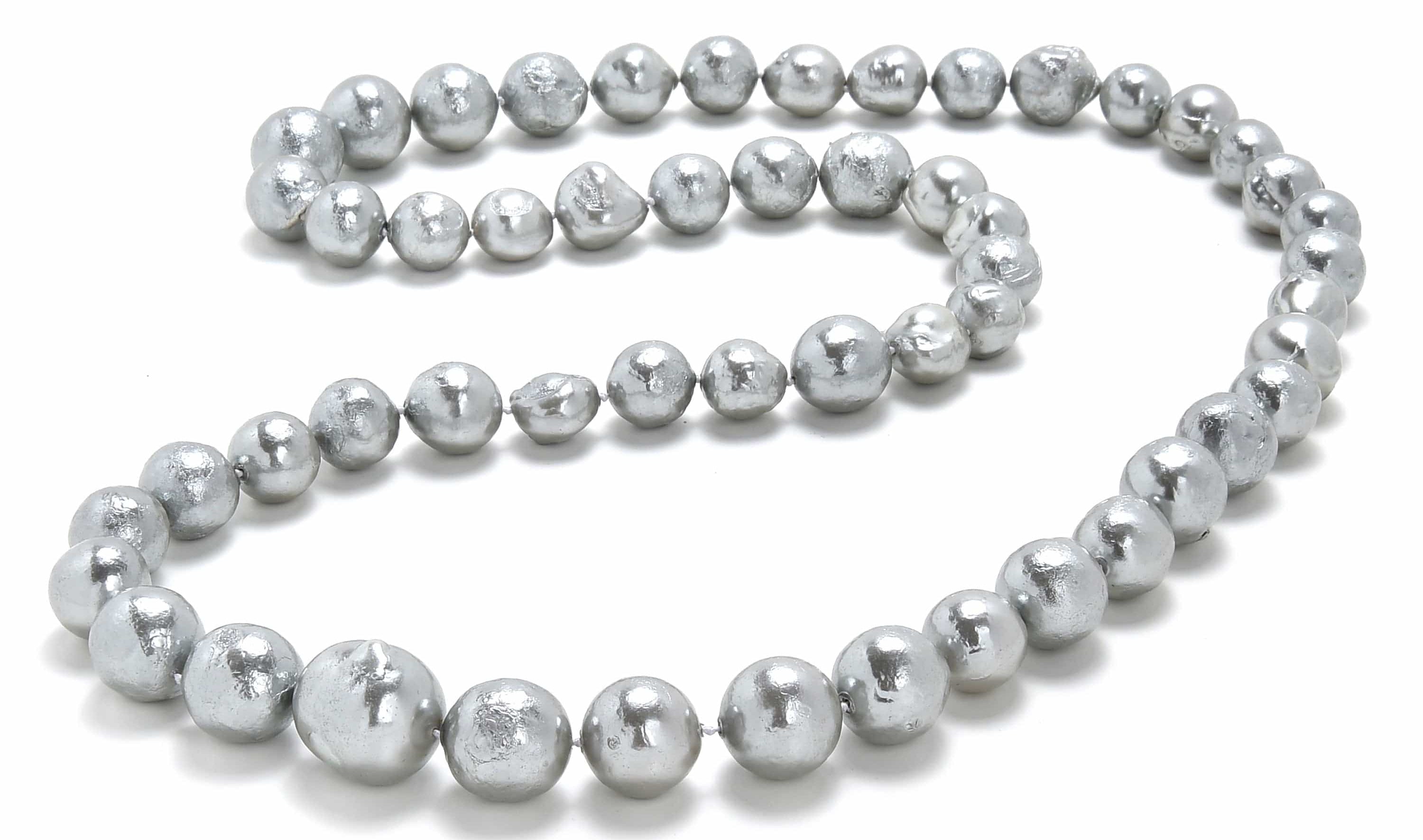 Kalifano Jewelry 32" Silver Baroque Pearl Necklace PNB-12-17-05