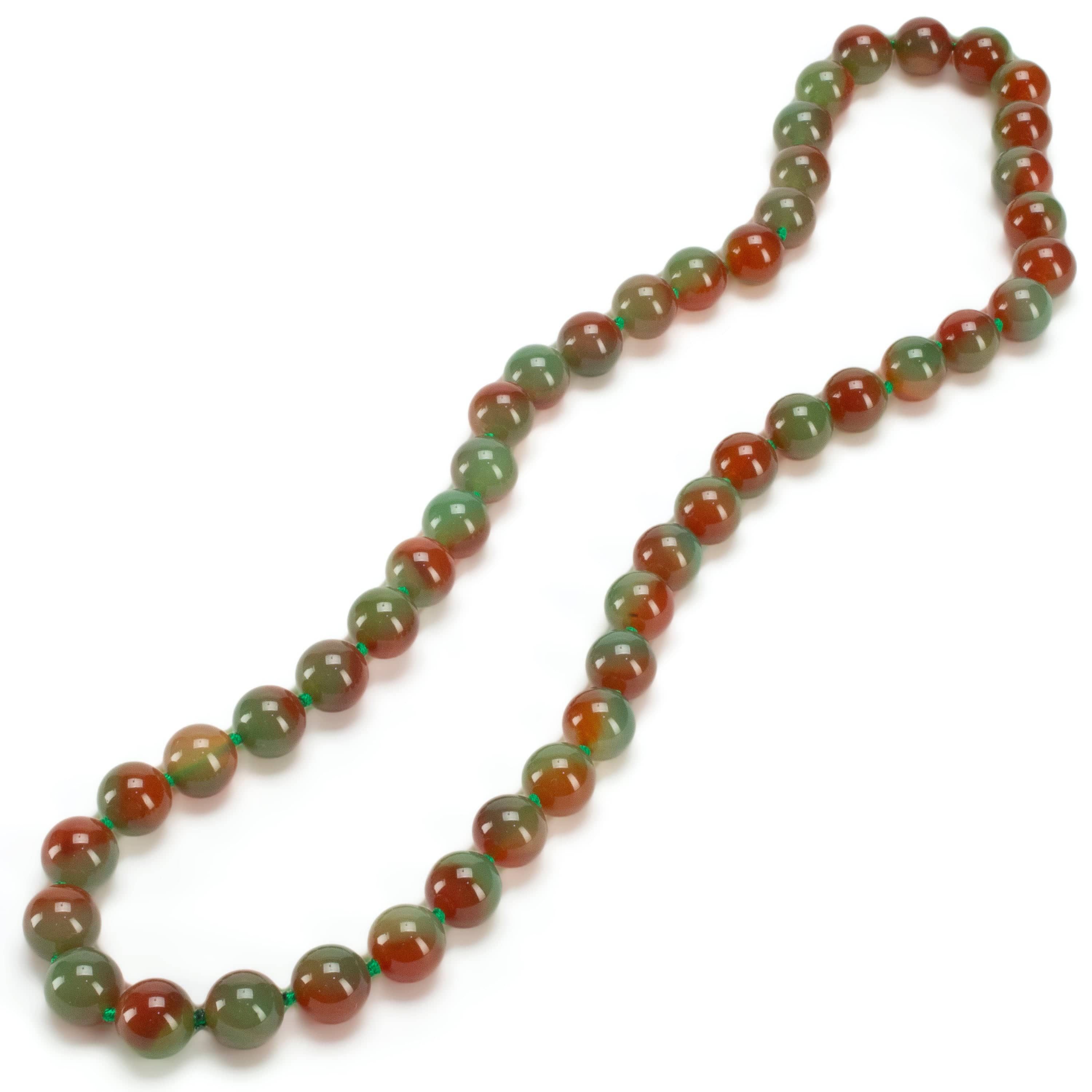 Necklace with green agate and inserts of lava stone and Sicilian majolica  tiles, L 56 cm approx.