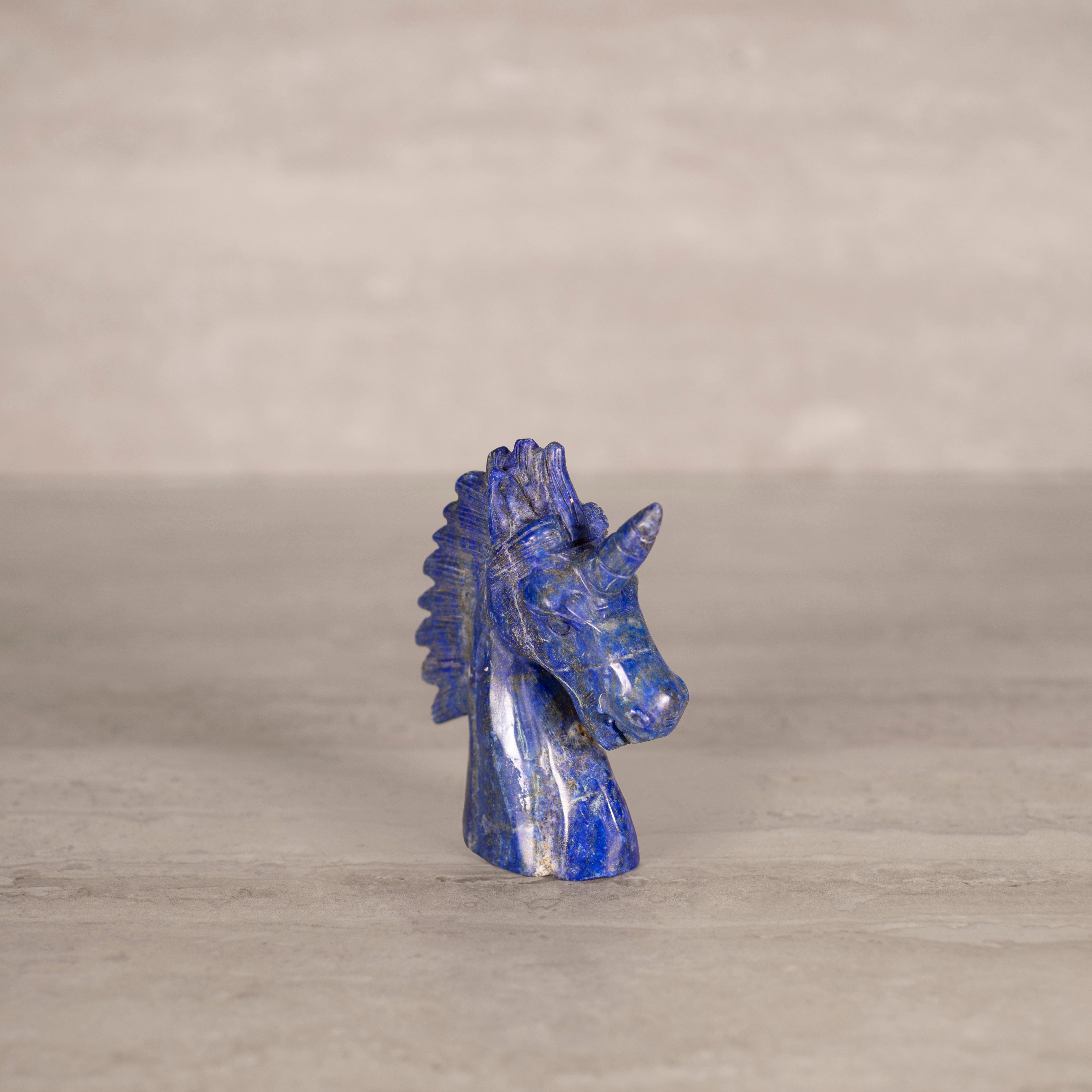 Kalifano Lapis Natural Brazilian Lapis Horse Carving - 4.25" / 276 g LP1400.008