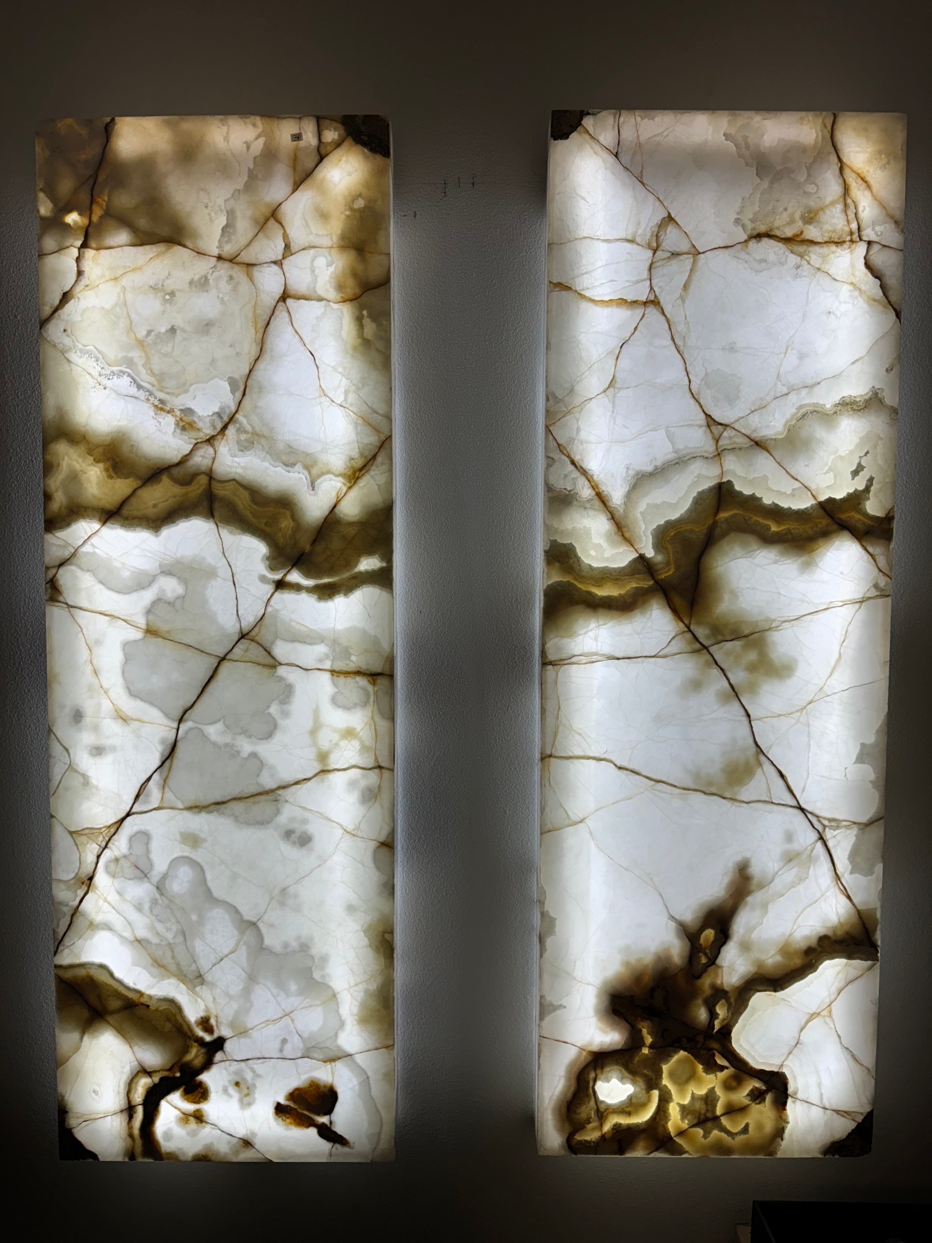 Kalifano Light Towers Nacar Onyx Wall Light Panel Pair - 67" LT170x56.002
