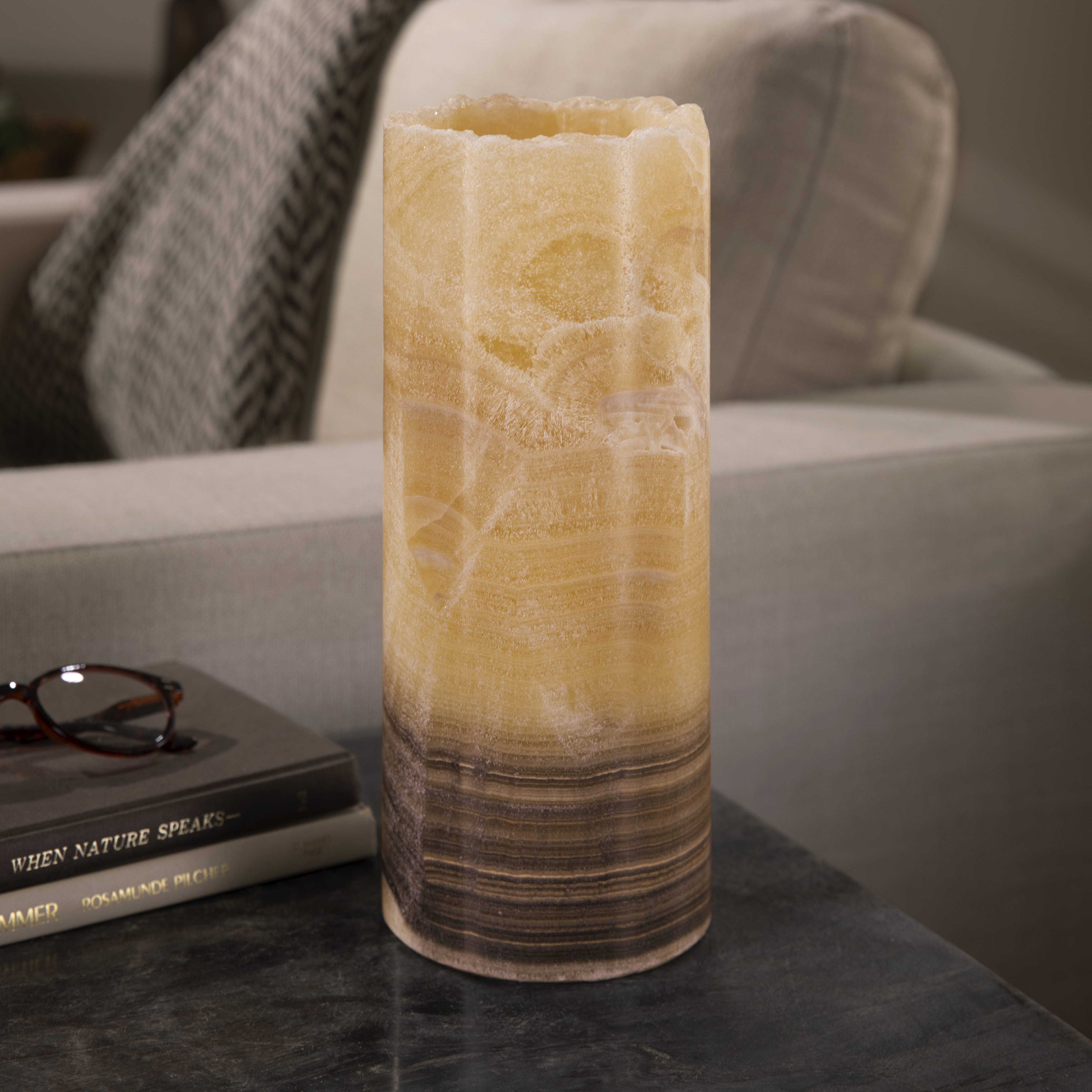 Kalifano Light Towers Onyx Cylinder Light Tower from Mexico - 12" LTCL3010.005