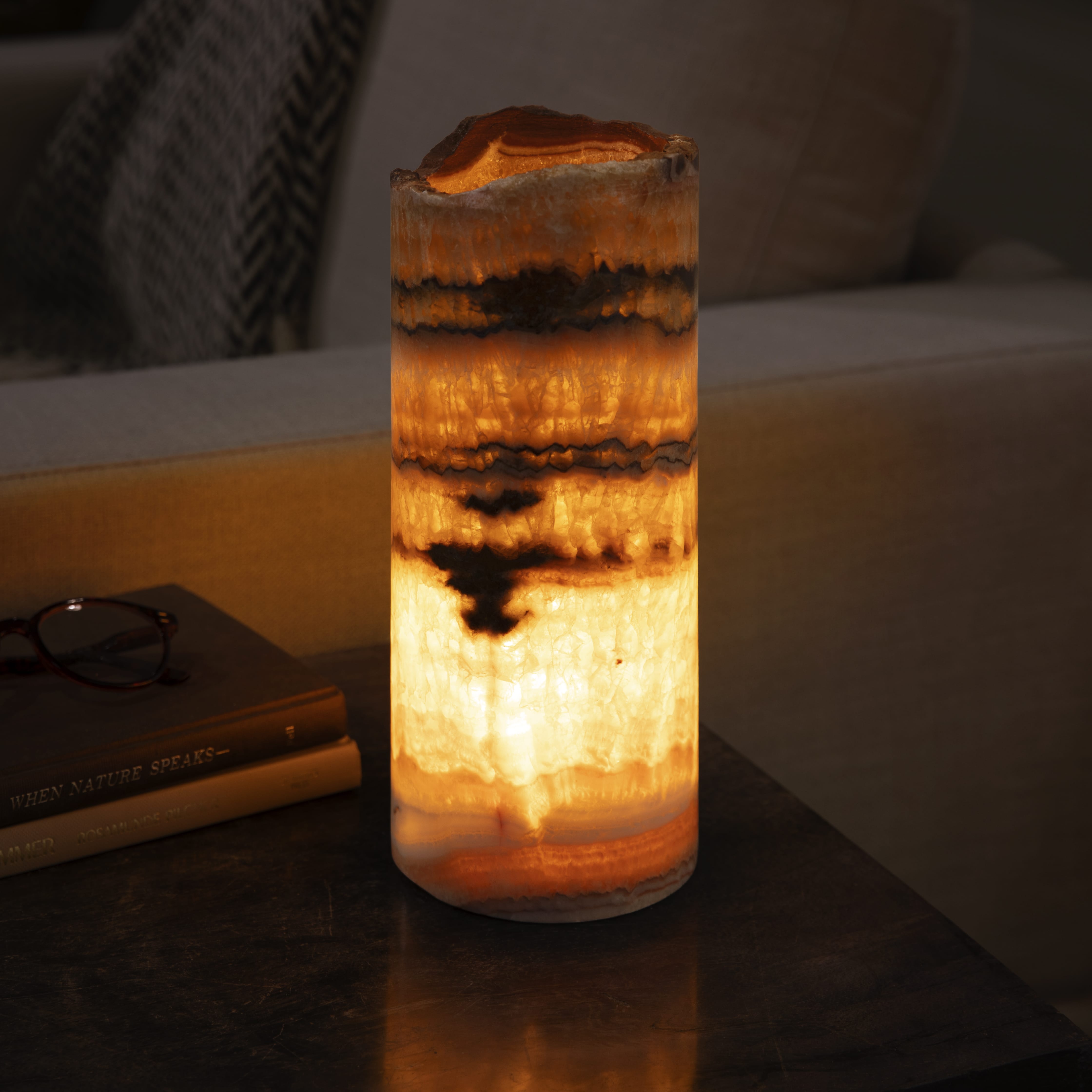 Kalifano Light Towers Onyx Cylinder Light Tower from Mexico - 12" LTCL3010.006