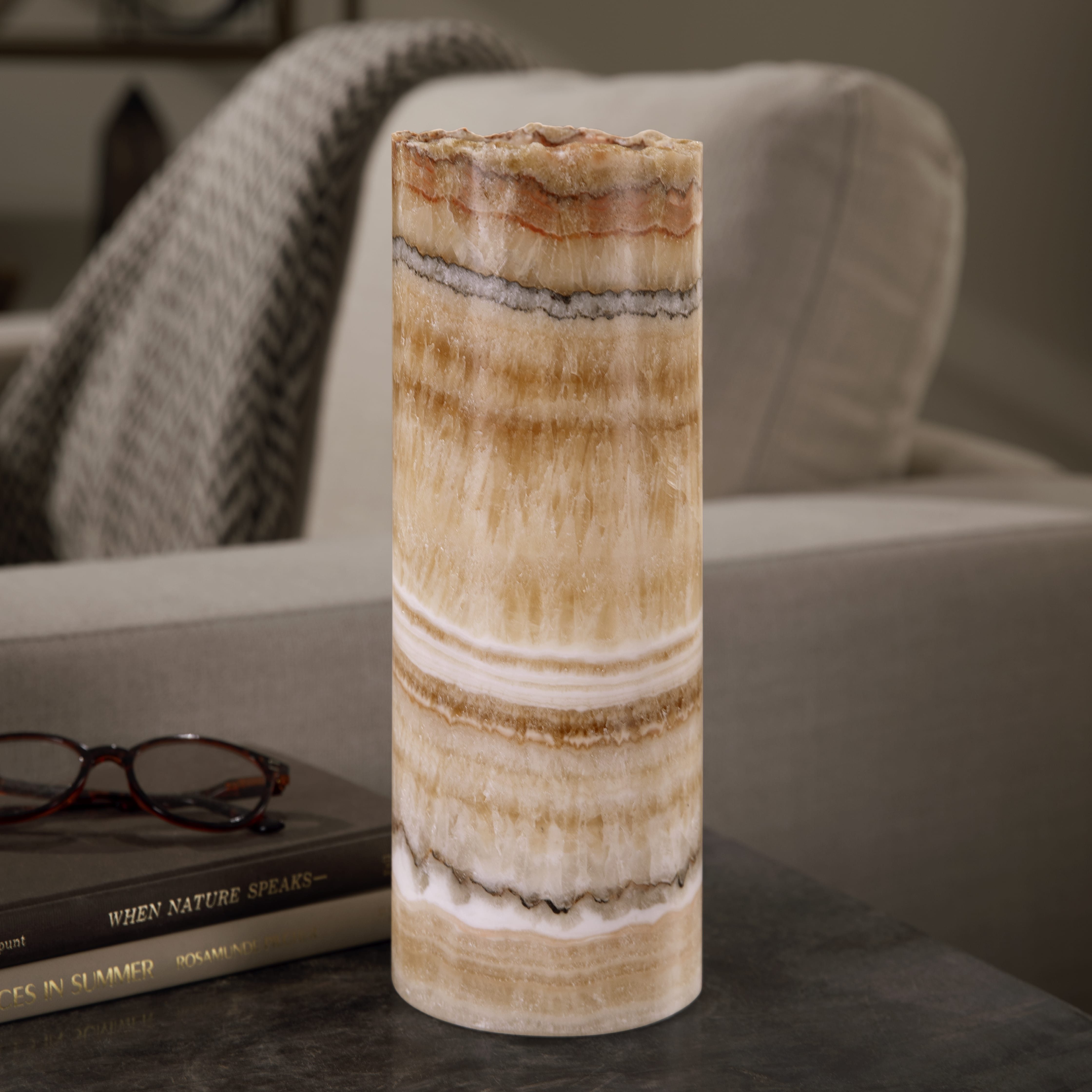 Kalifano Light Towers Onyx Cylinder Light Tower from Mexico - 12" LTCL3010.007
