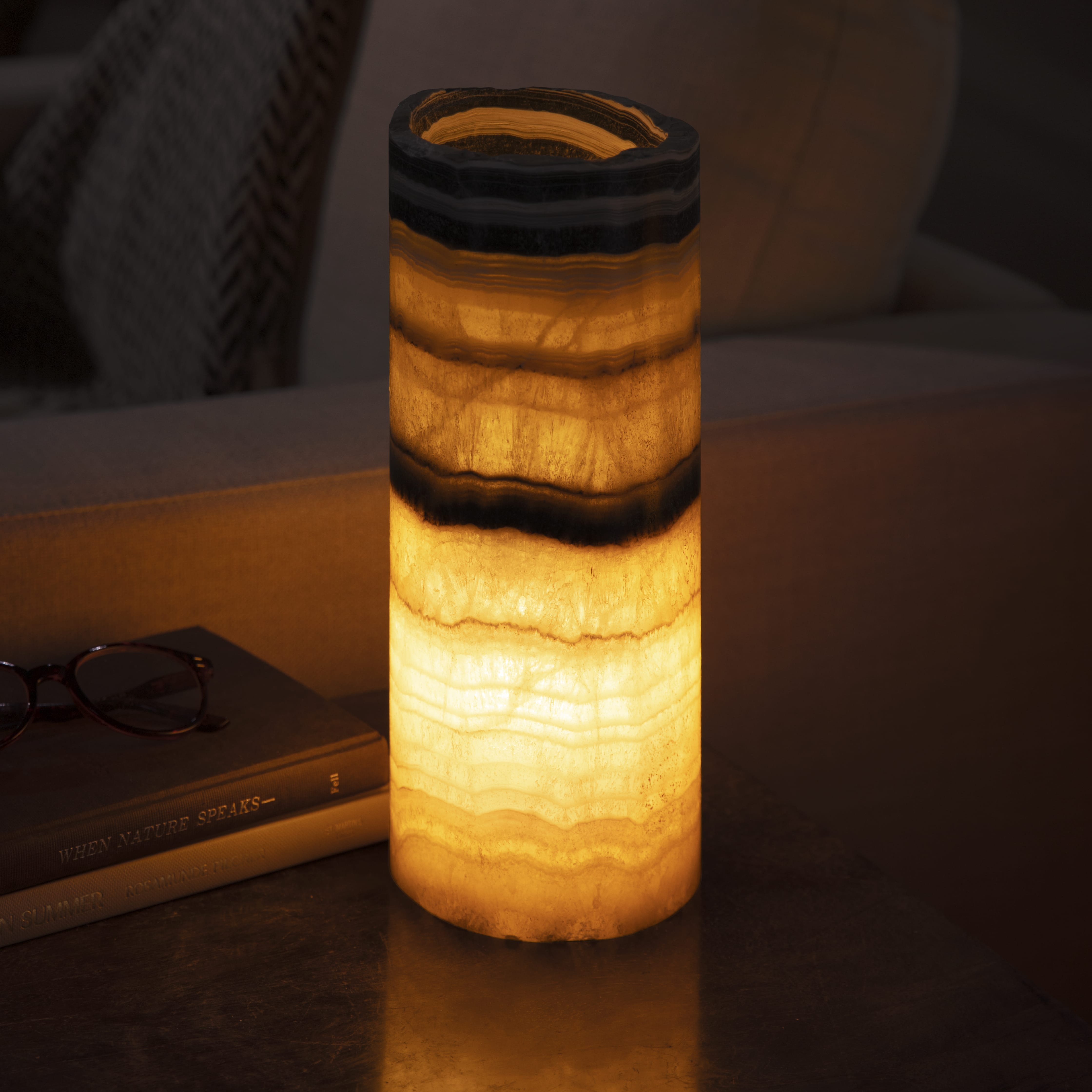 Kalifano Light Towers Onyx Cylinder Light Tower from Mexico - 12" LTCL3010.008