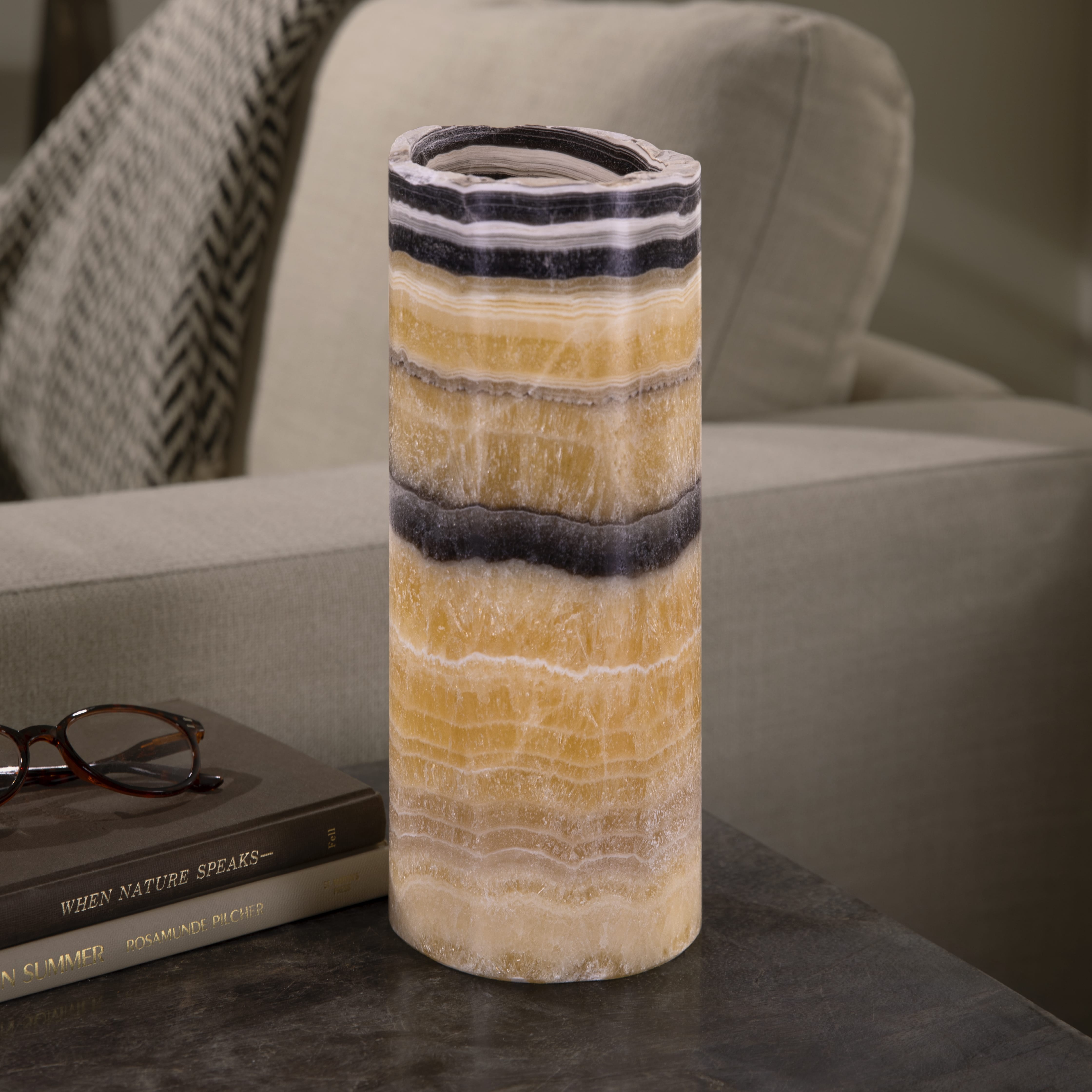 Kalifano Light Towers Onyx Cylinder Light Tower from Mexico - 12" LTCL3010.008